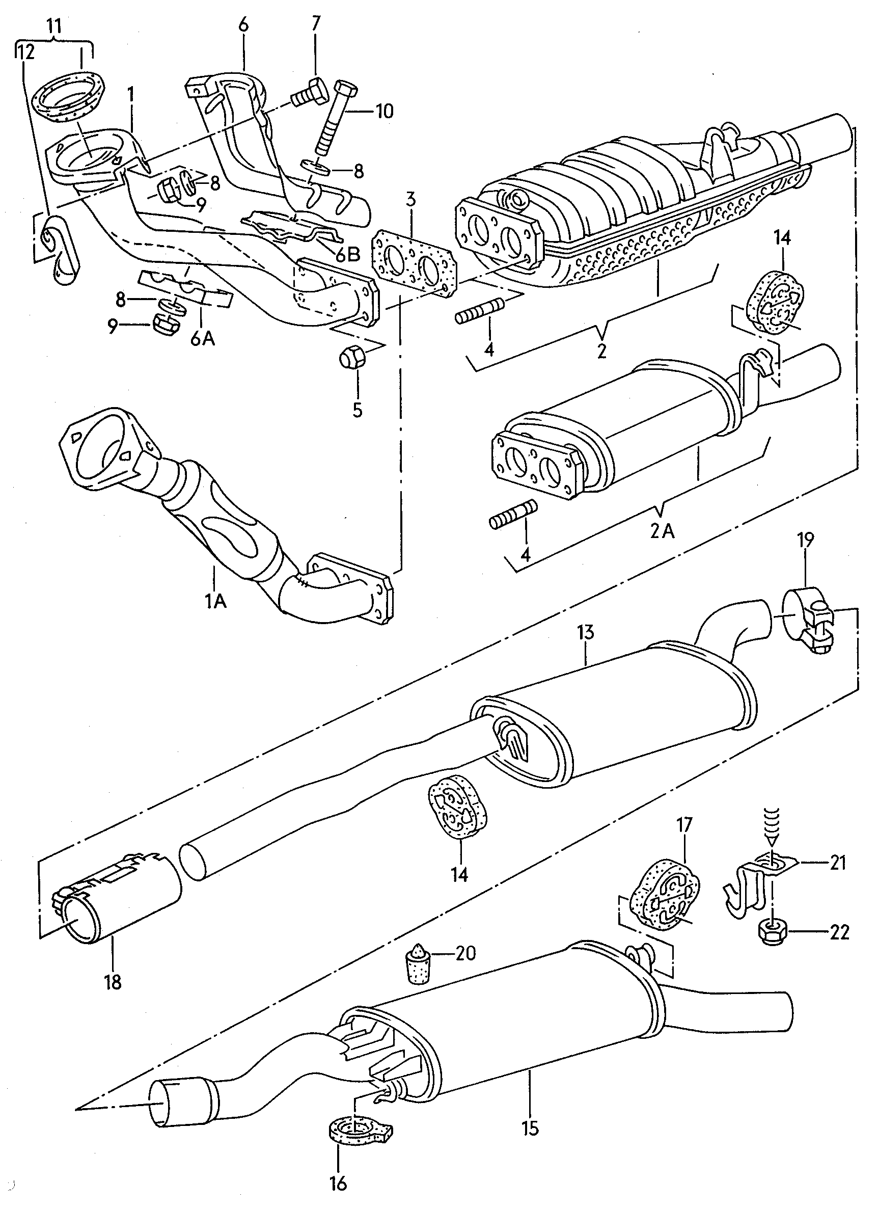 Volkswagen Golf/Var.-syn./Rall./Coun. (1986 - 1991) - Exhaust manifolds