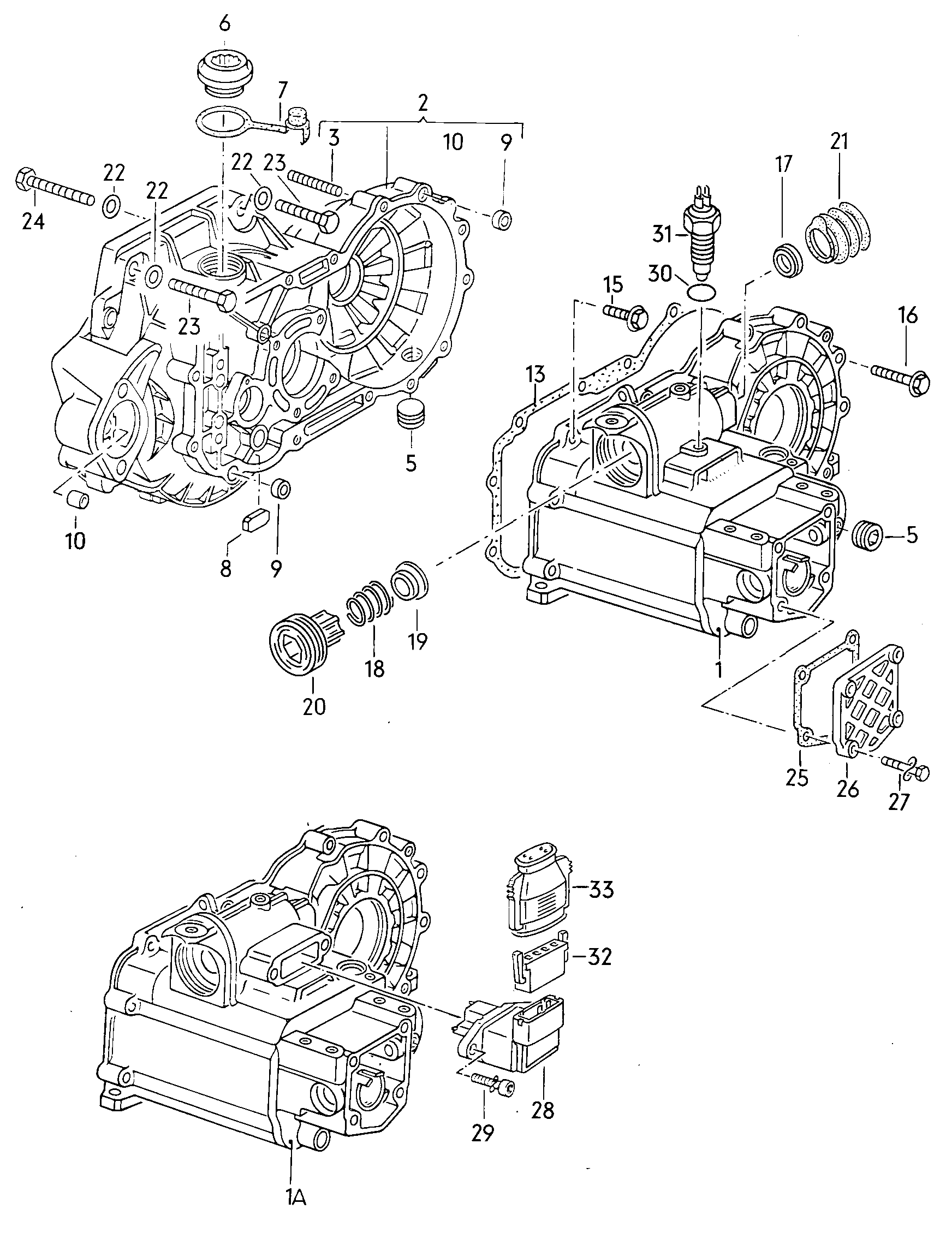Volkswagen Golf (1982 - 1984) - Gear housing. for 4-speed manual gearbox