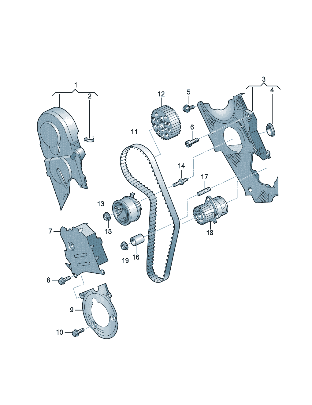 Volkswagen Golf/Golf R32 (2002) - Repair kit for toothed belt with tensioning roller