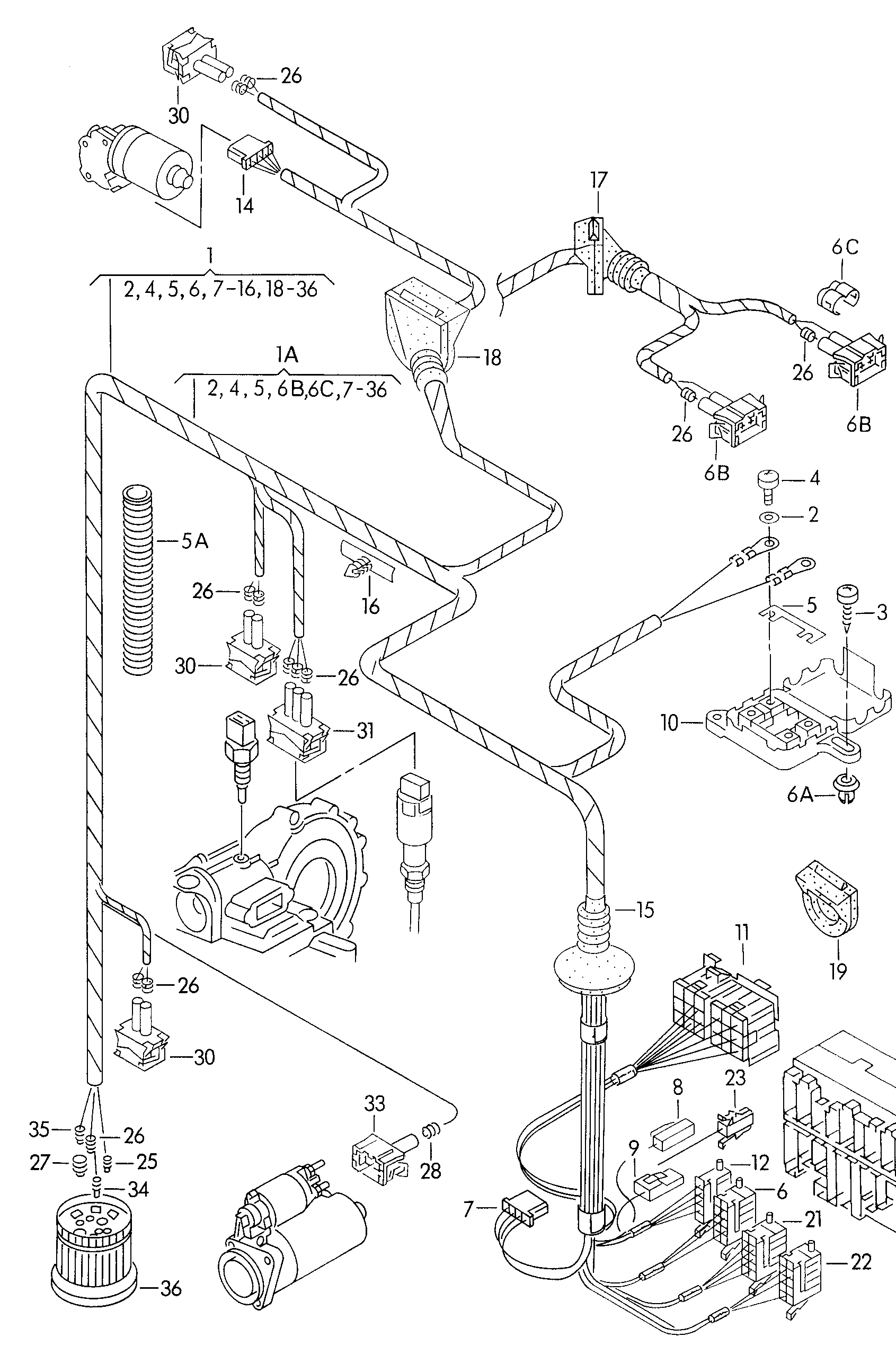Volkswagen Golf (1993 - 1996) - Wiring set for engine