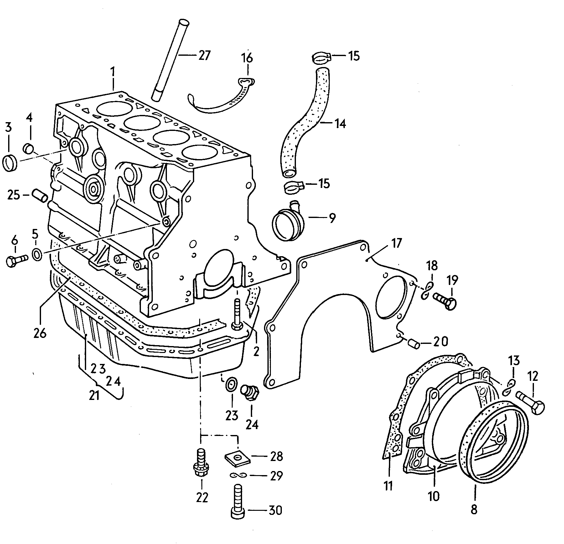 Volkswagen Golf (1981) - Cylinder block. oil sump