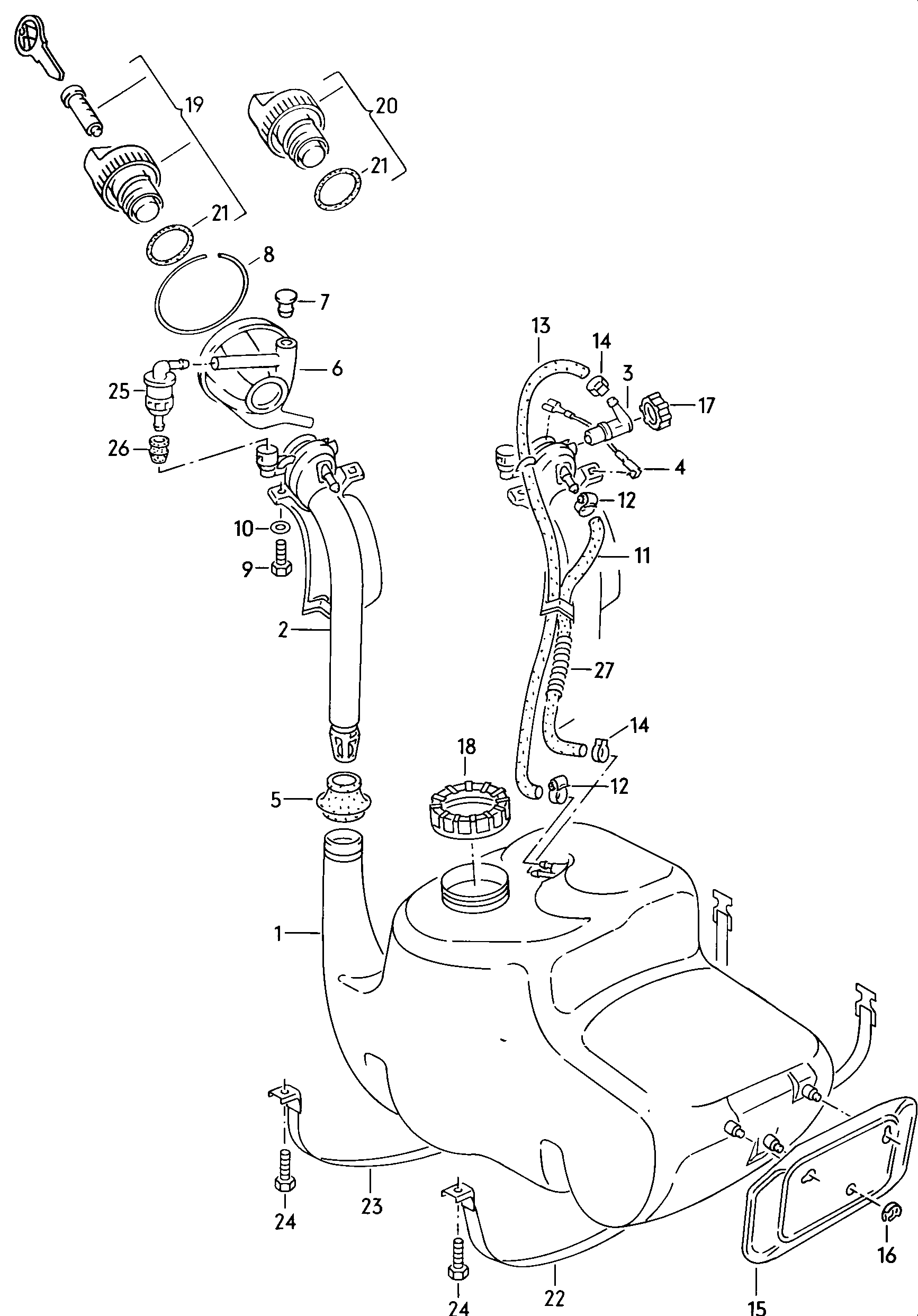 Volkswagen Golf/Var.-syn./Rall./Coun. (1986 - 1991) - Fuel tank