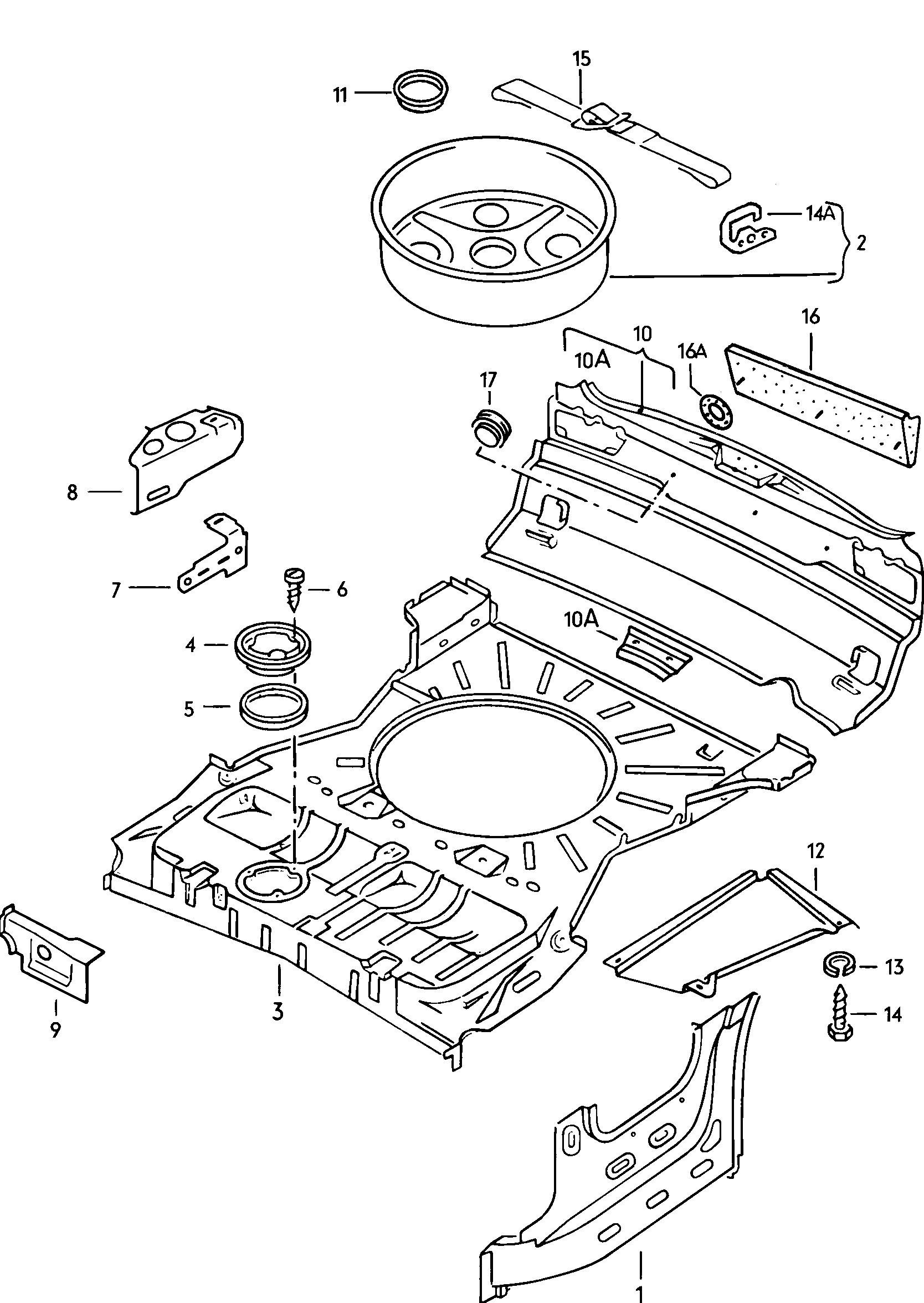 Volkswagen Golf (1979 - 1980) - Trim for licence plate. boot floor plate. Rear cross panel