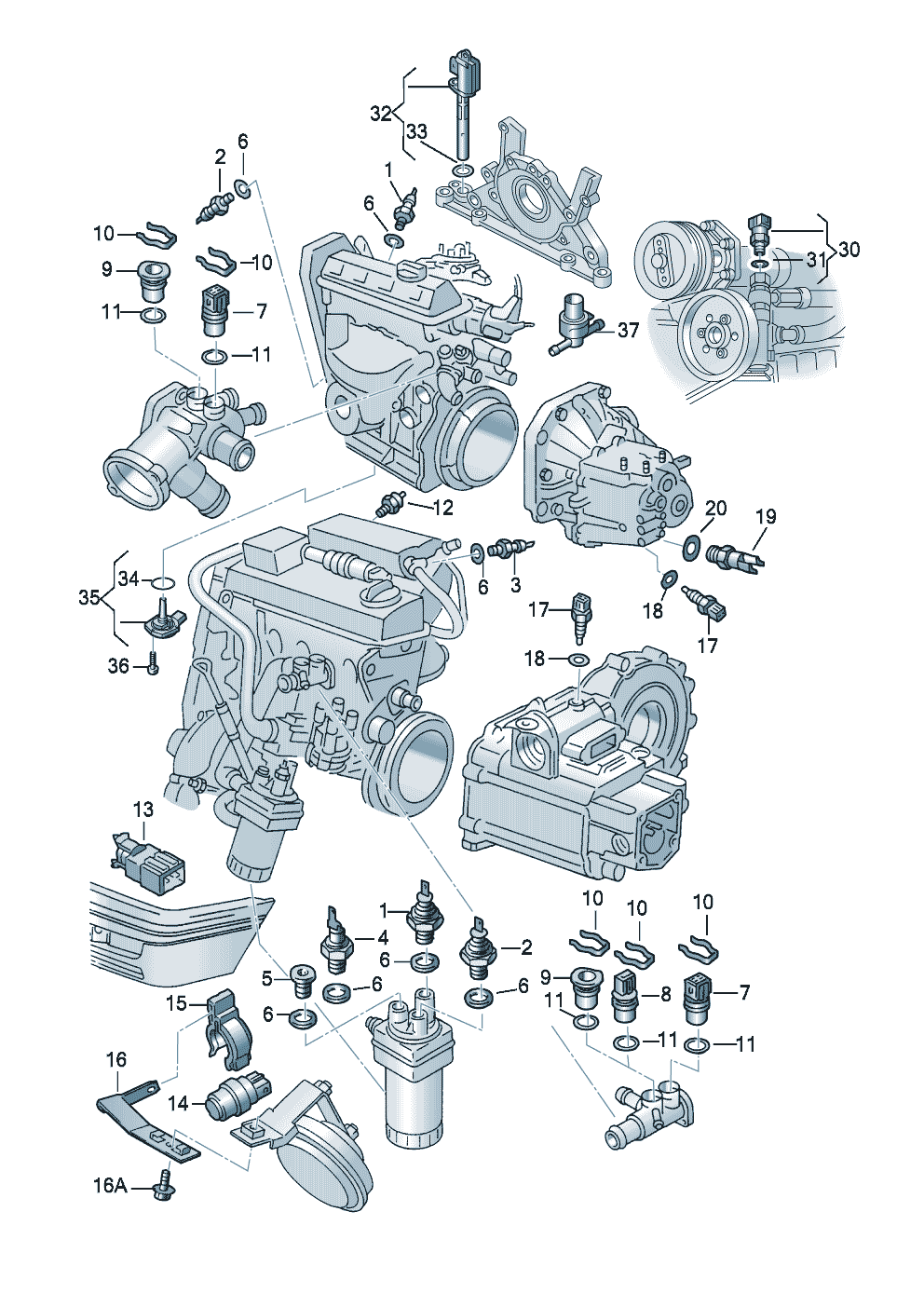 Volkswagen Golf Cabriolet (1994 - 1998) - Distance sensor. Combi-instrument