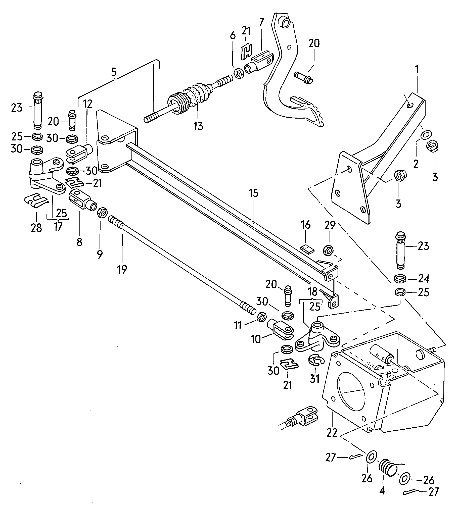 Volkswagen Golf (1982 - 1984) - Selector mechanism