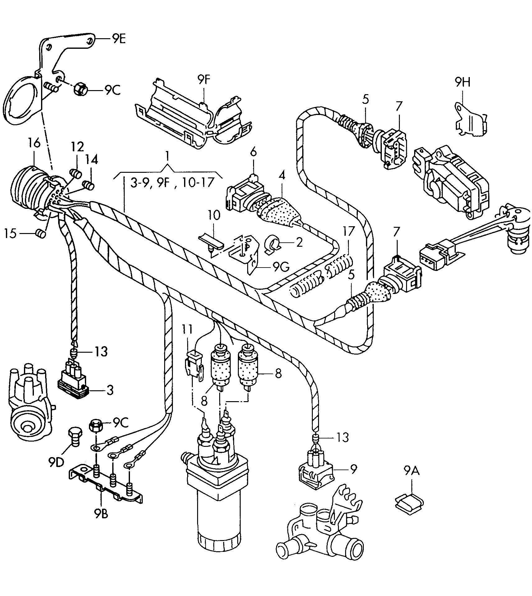 Volkswagen Golf (1993 - 1996) - Wiring set for engine