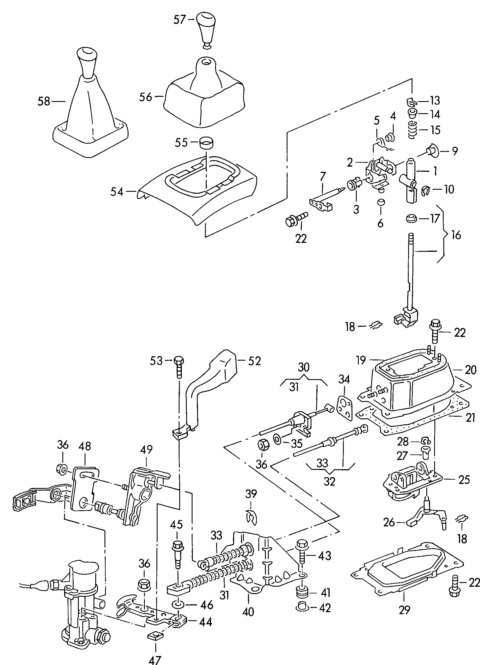 Volkswagen Golf Cabriolet (1994 - 1998) - Selector mechanism