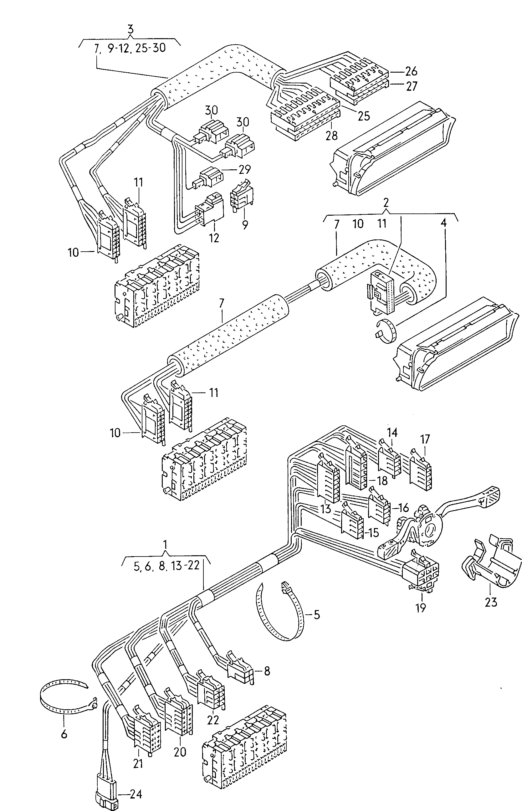 Wiring set for battery and 3-phase alternator. Earth line