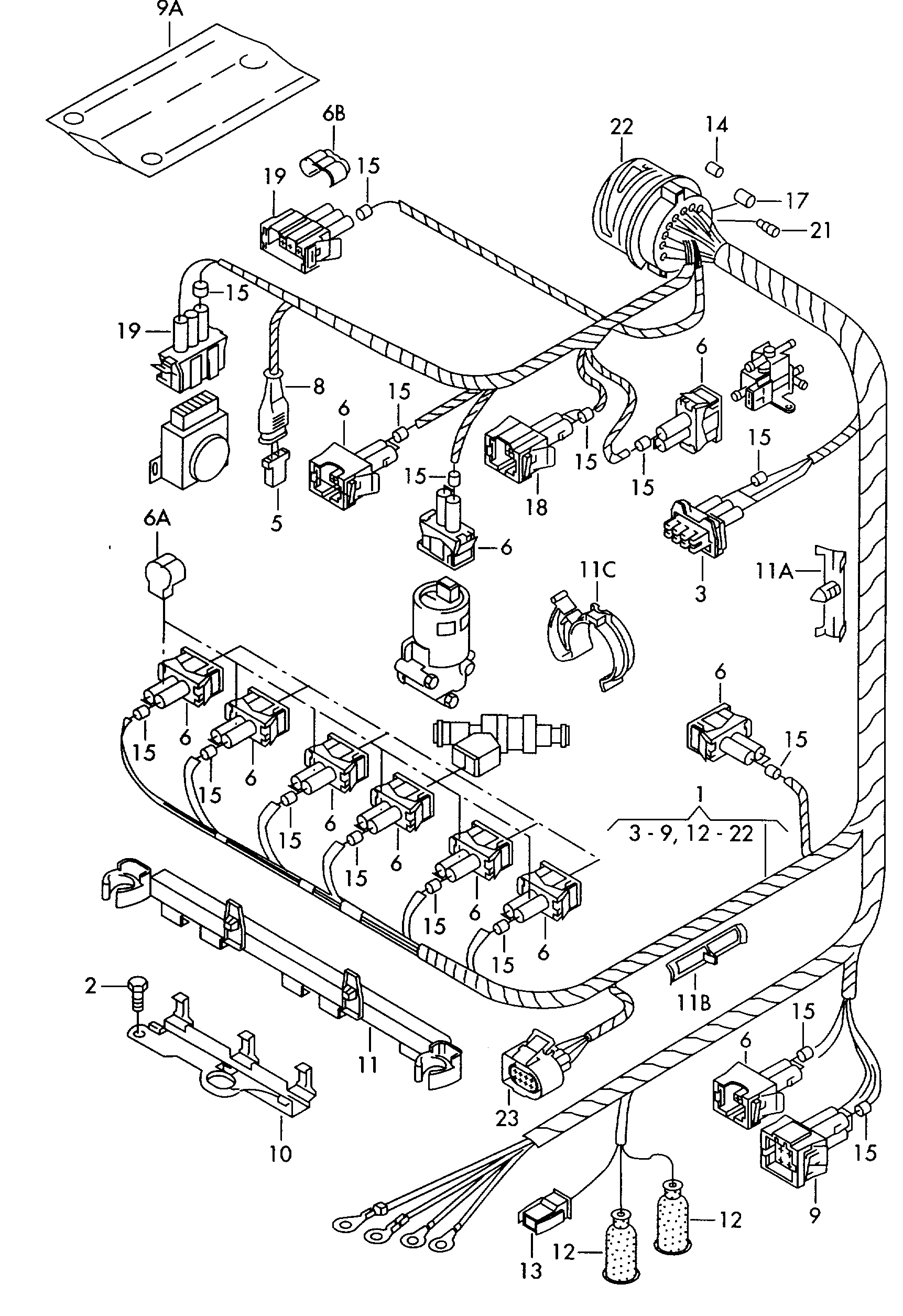 Volkswagen Golf (1993 - 1996) - Wiring set for engine