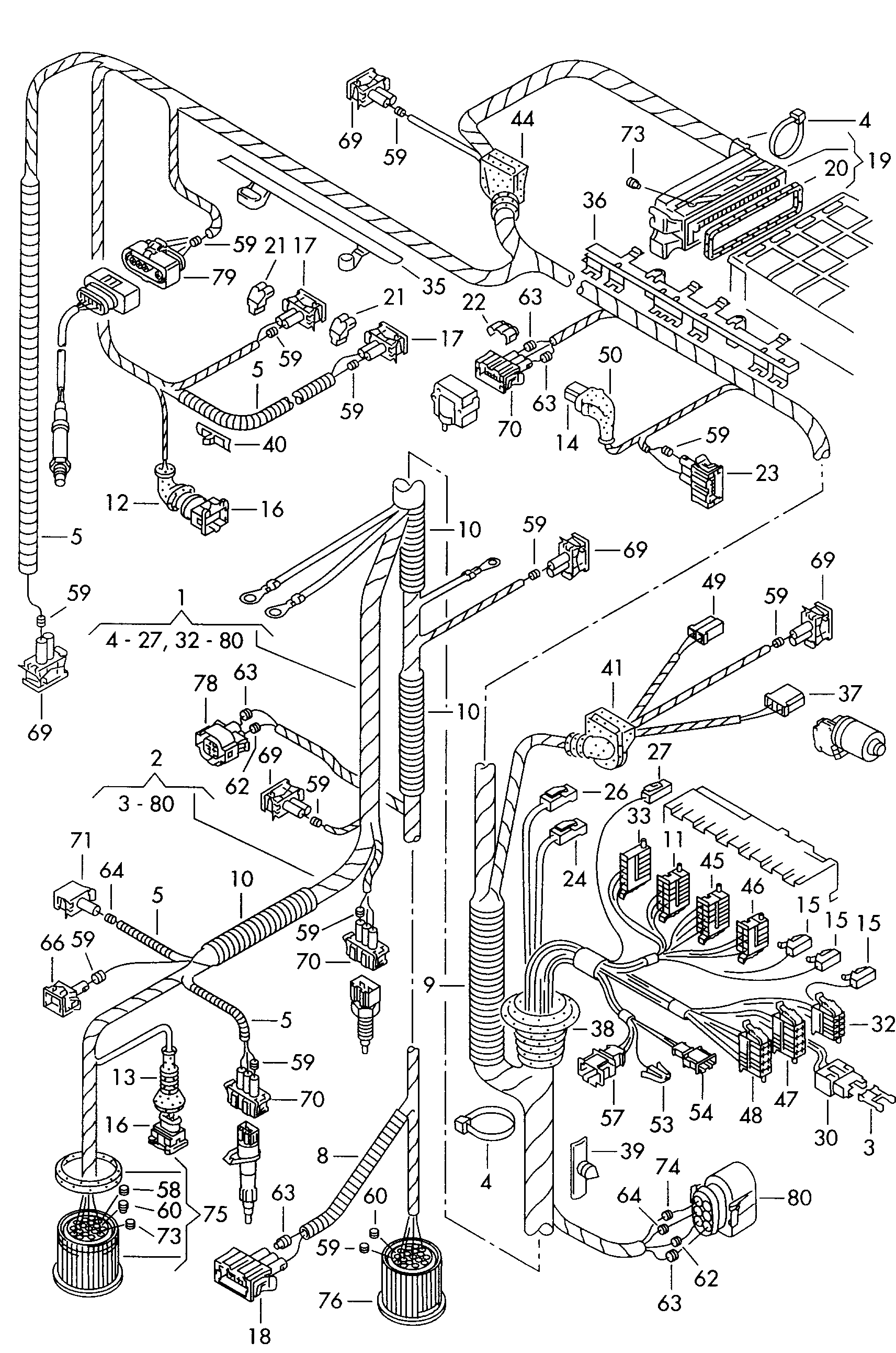 Volkswagen Golf (1997 - 1998) - Wiring set for engine