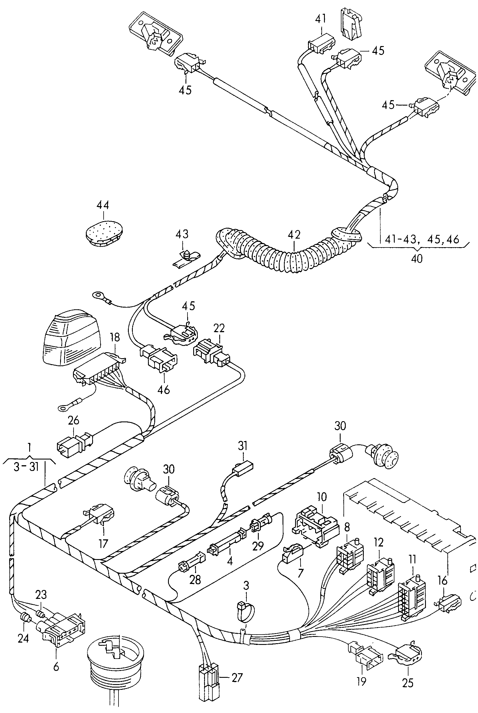 Volkswagen Golf Cabriolet (1994 - 1998) - Wiring set for engine