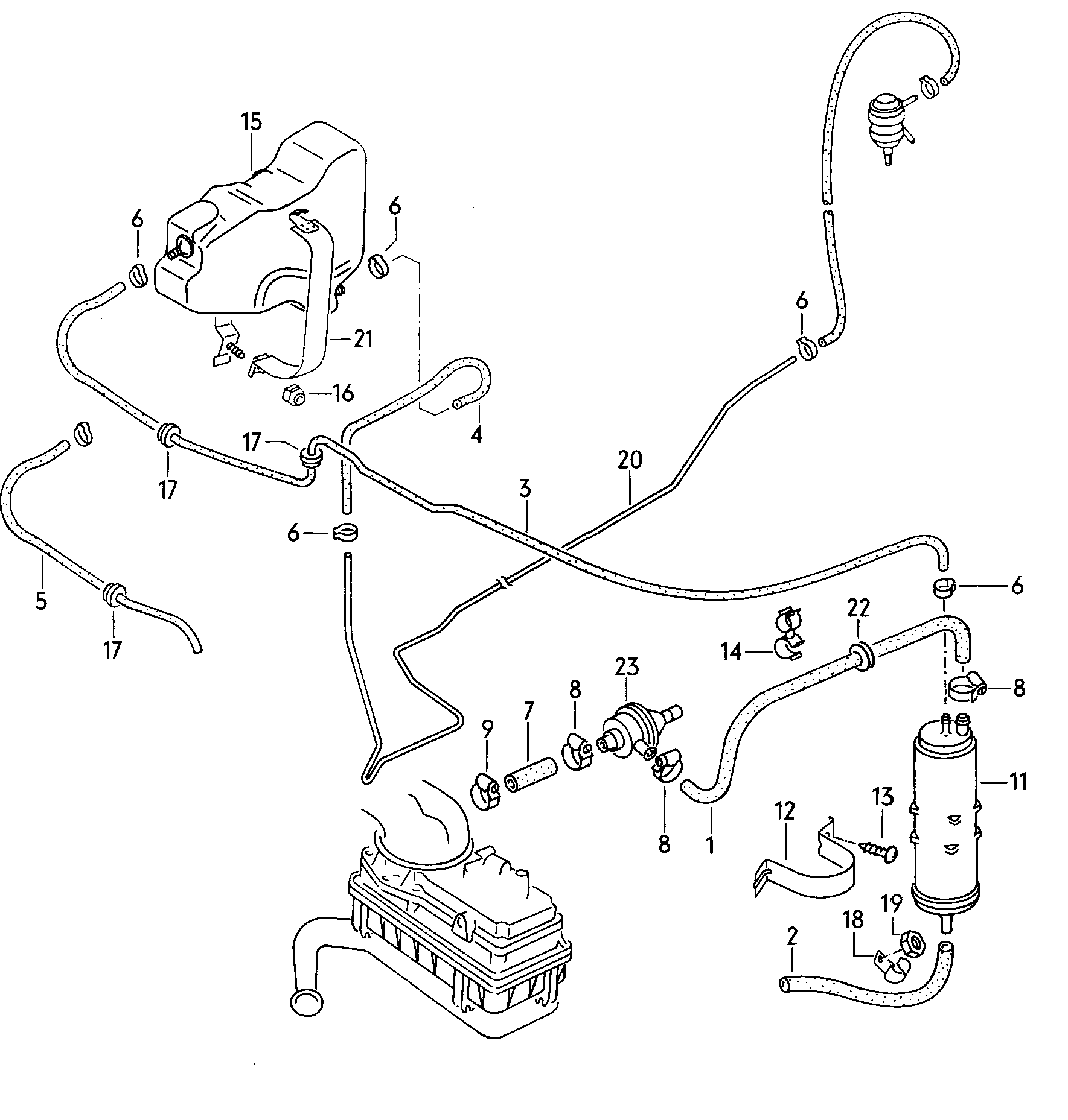Volkswagen Golf (1981) - Fuel tank. Vent hose. gravity valve