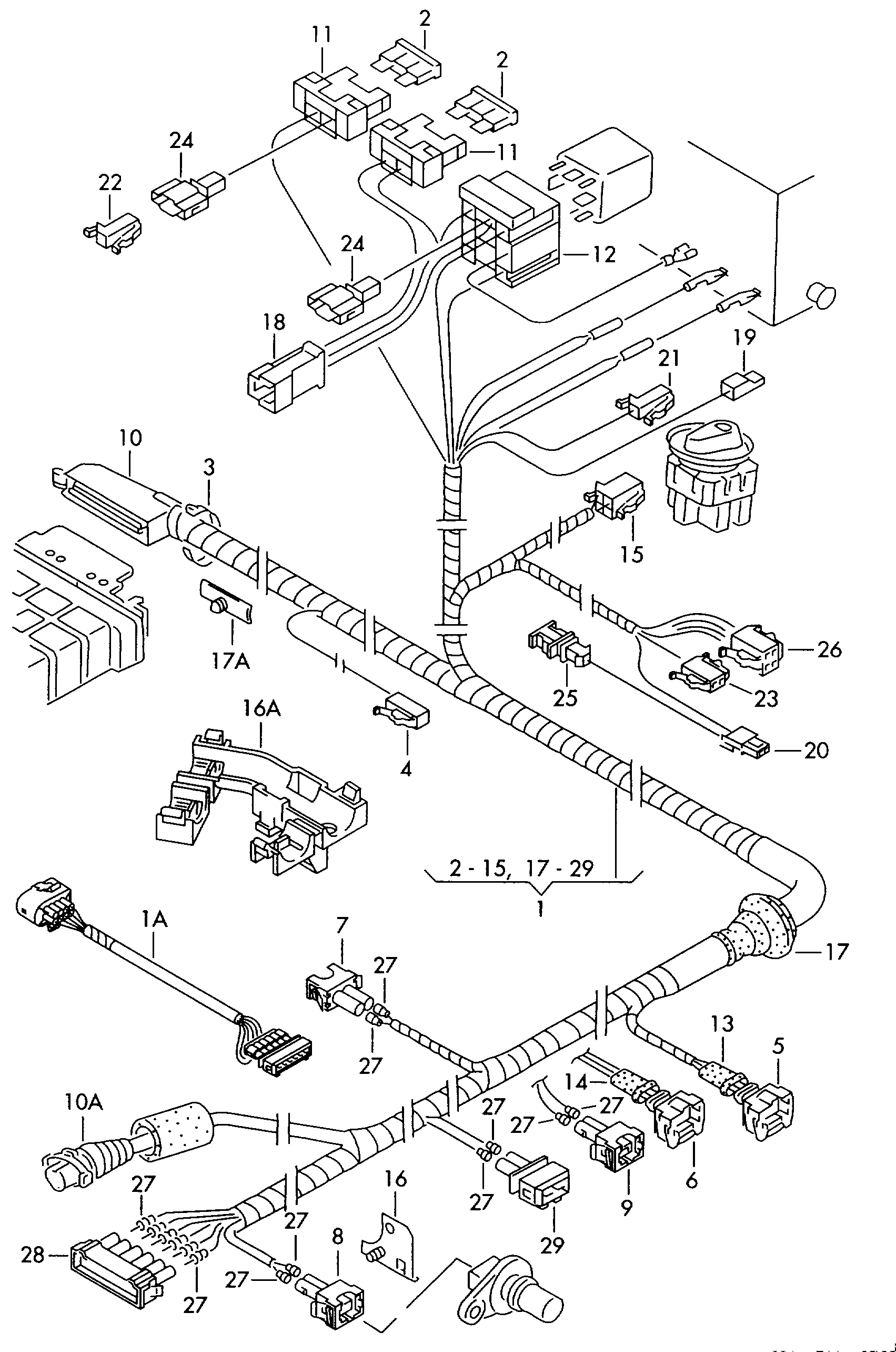 Volkswagen Golf (1997 - 1998) - Wiring set for engine