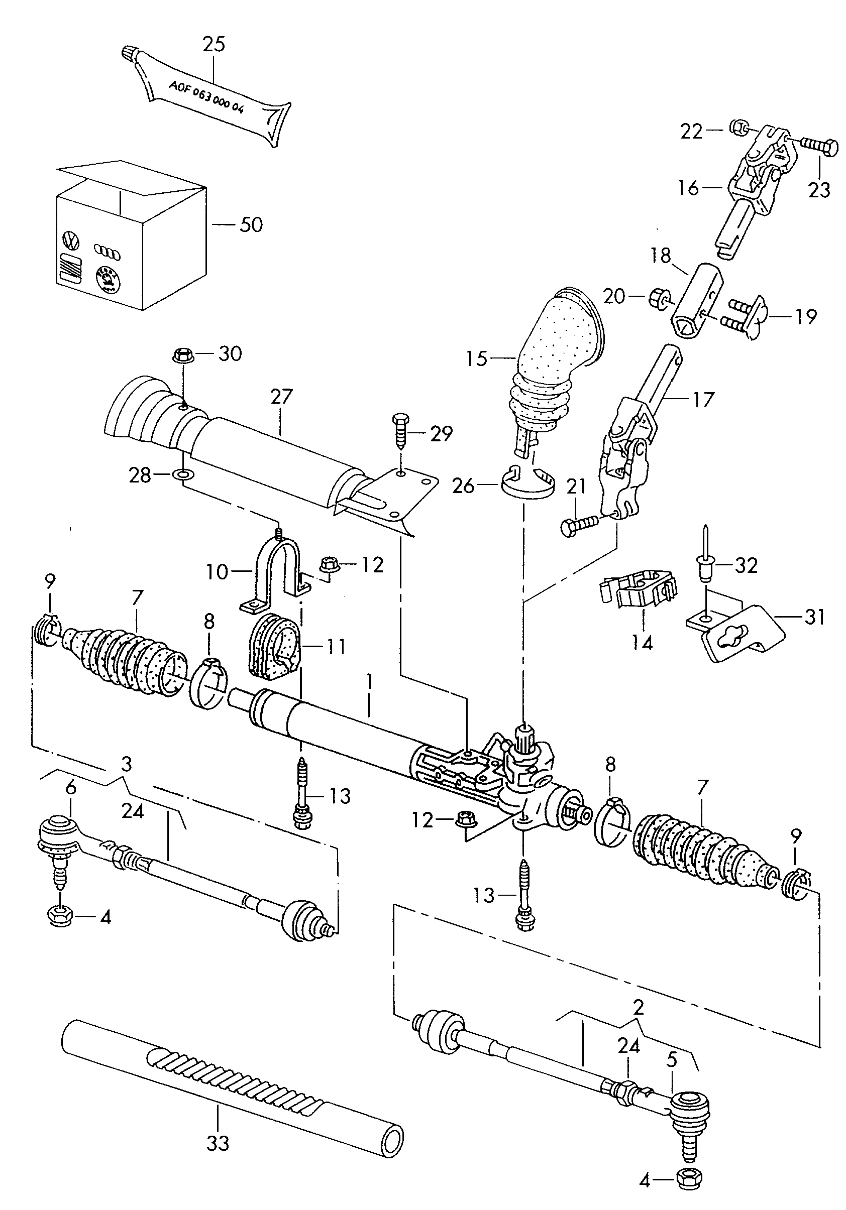 Volkswagen Golf (1997 - 1998) - Track rod. Steering gear
