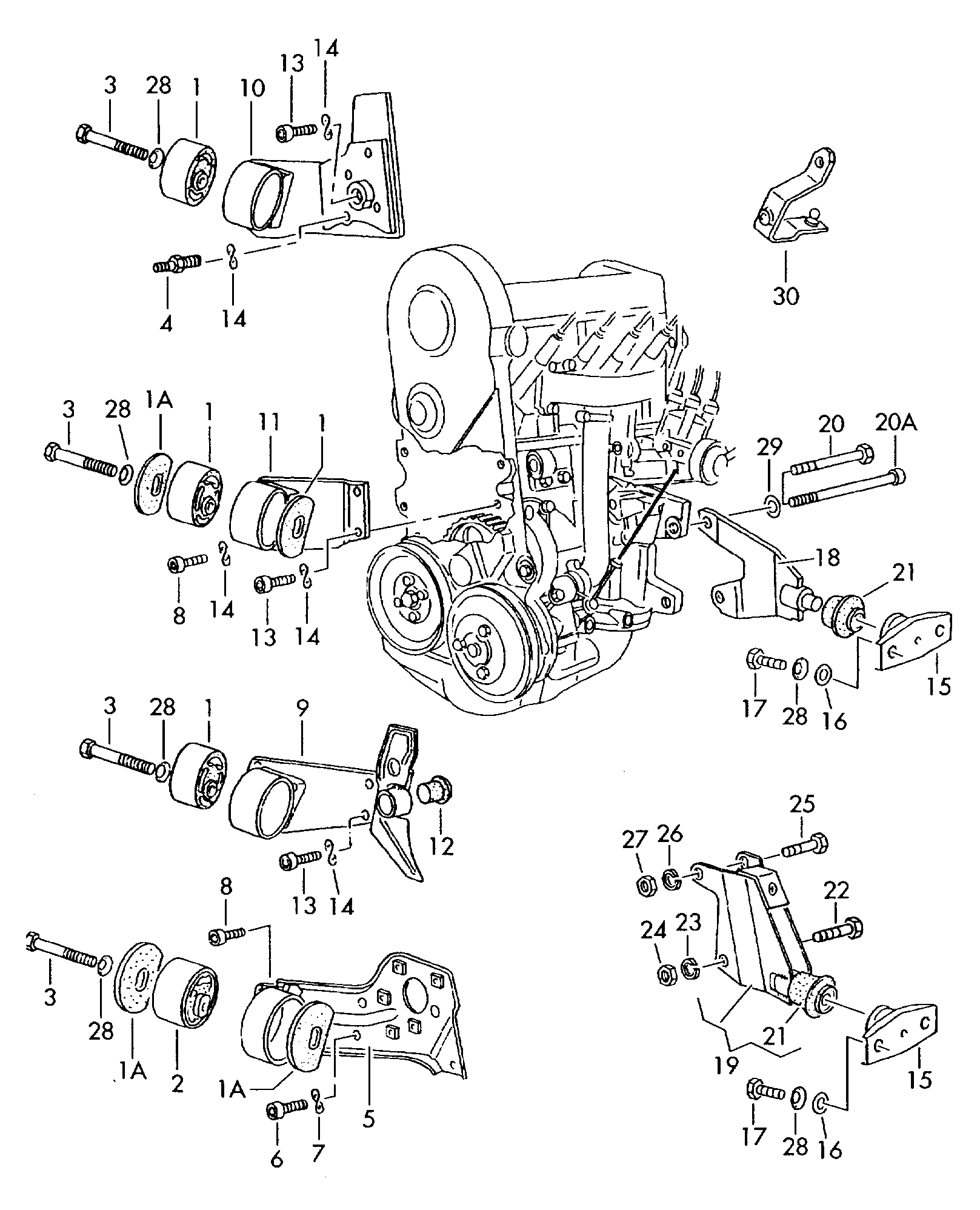 Volkswagen Golf (1979 - 1980) - Securing parts for engine