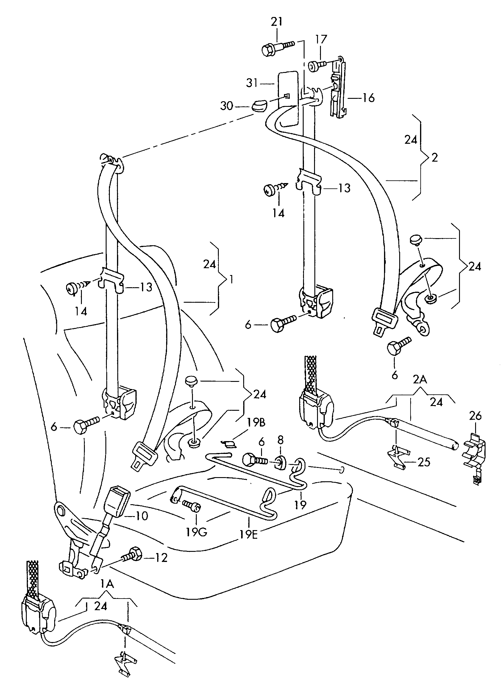Volkswagen Golf (1997 - 1998) - Dashboard. dashboard fittings
