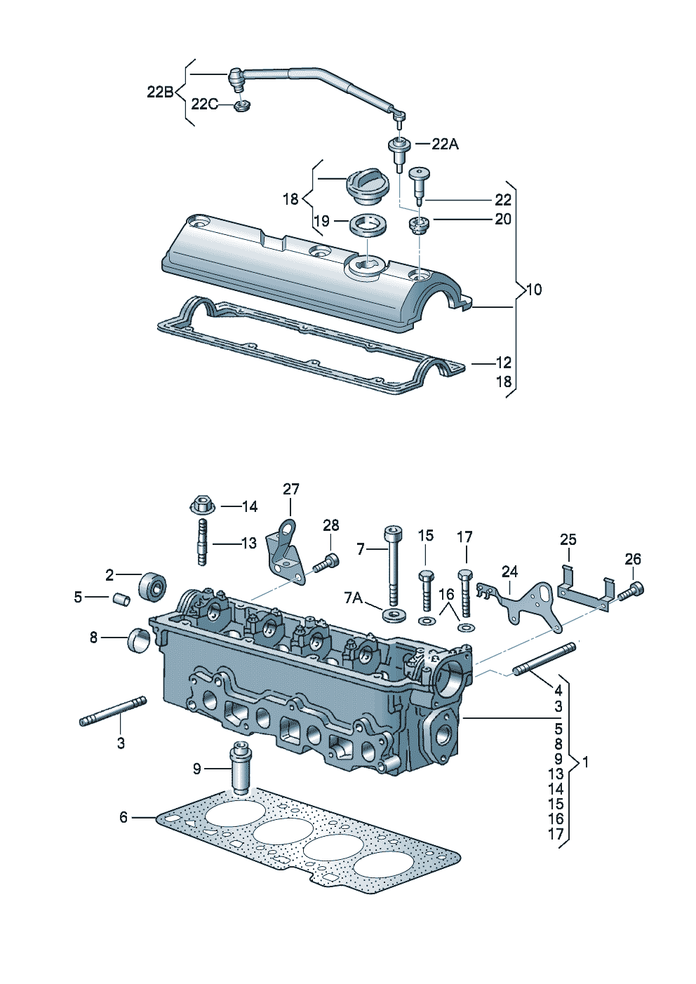 Volkswagen Golf (1997 - 1998) - Cylinder block with pistons. oil sump
