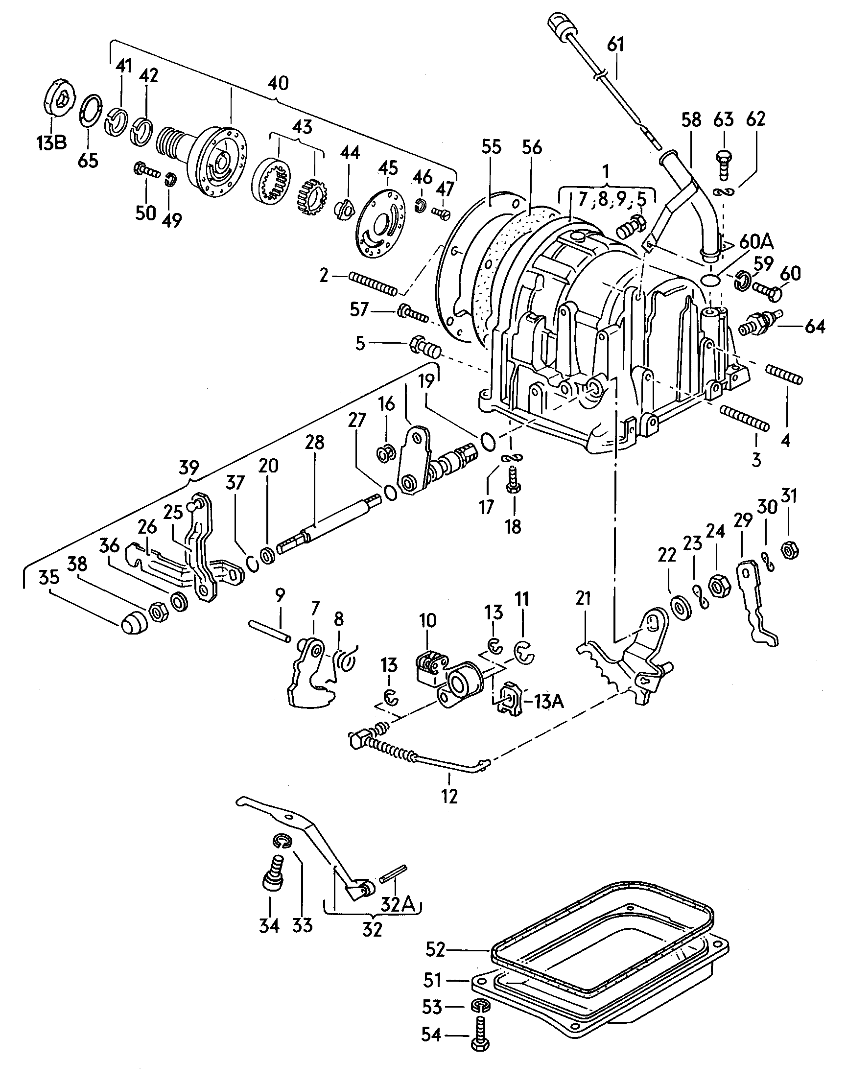 Gear housing. Planetary gears w. regulator and turbine shaft