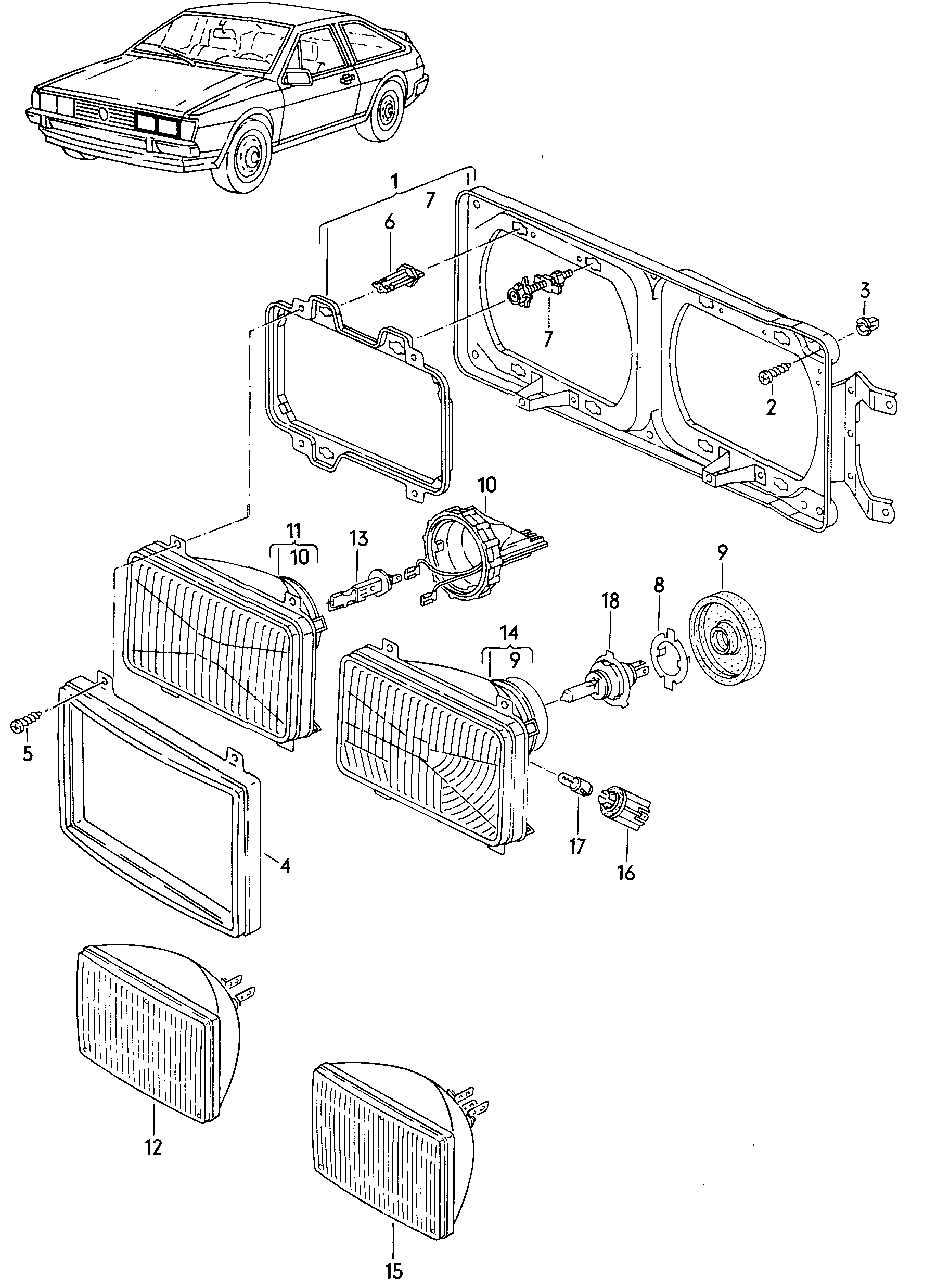 Volkswagen Golf (1981) - Headlights