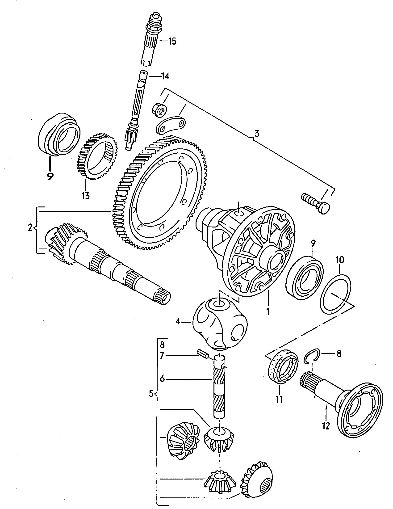 Volkswagen Golf/Var.-syn./Rall./Coun. (1986 - 1991) - Pinion gear set. for 5 speed manual transmiss.. Differential