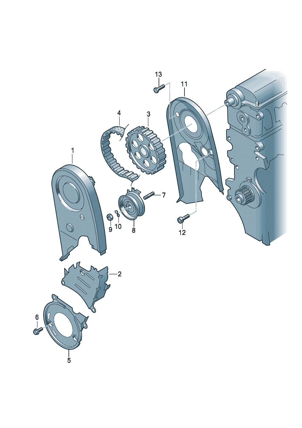 Volkswagen Golf/Golf R32 (1998 - 2001) - Repair kit for toothed belt with tensioning roller