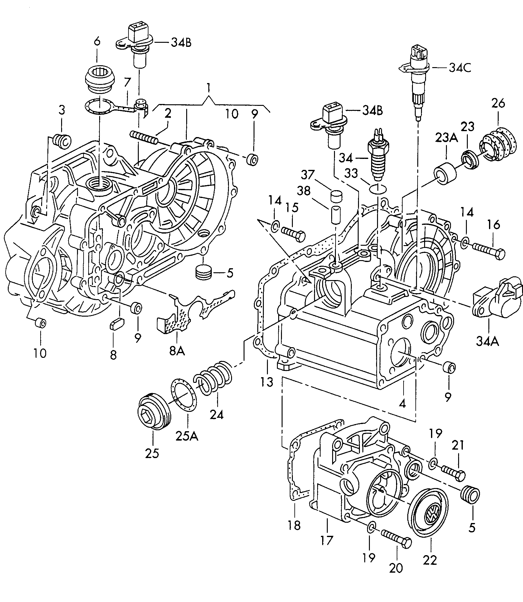 Volkswagen Golf (1997 - 1998) - Gear housing