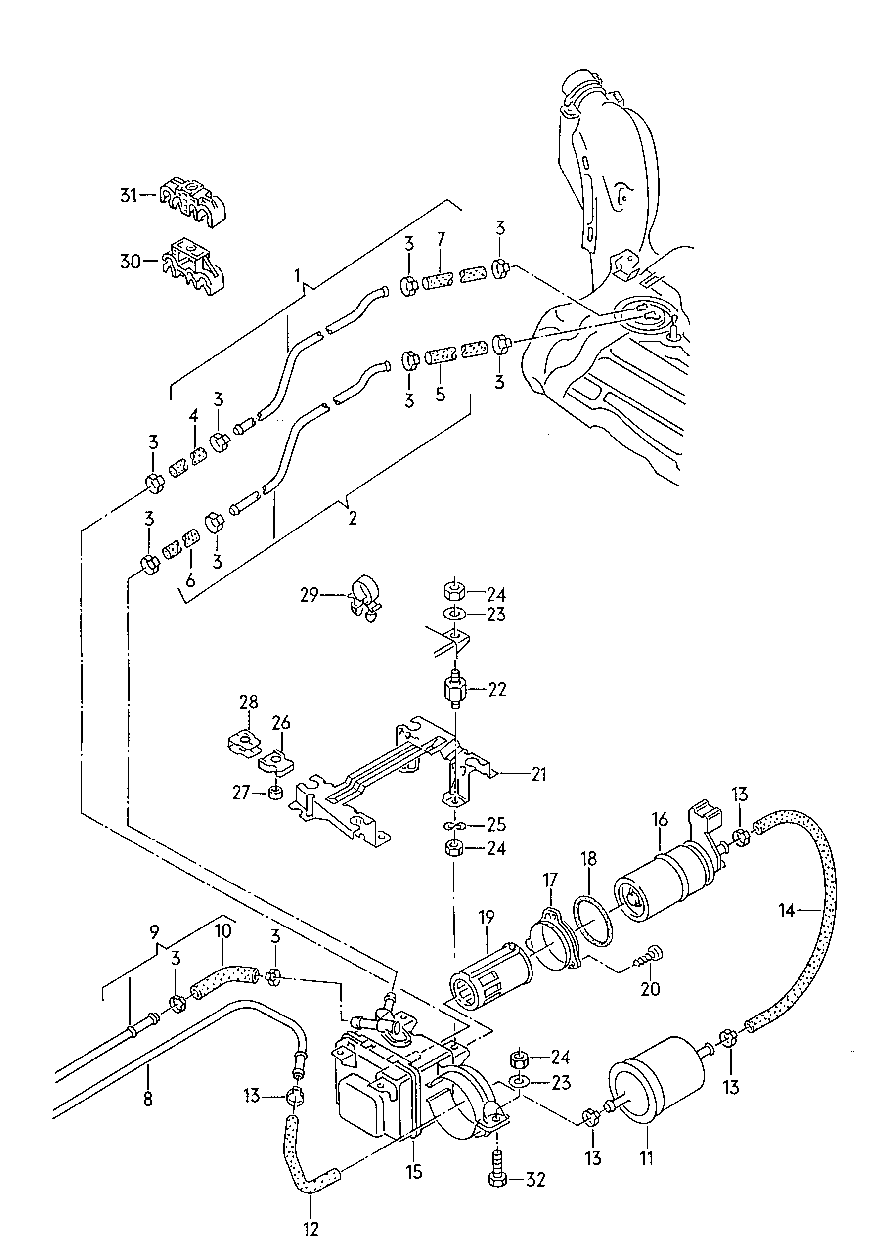 Volkswagen Golf/Var.-syn./Rall./Coun. (1986 - 1991) - Fuel tank