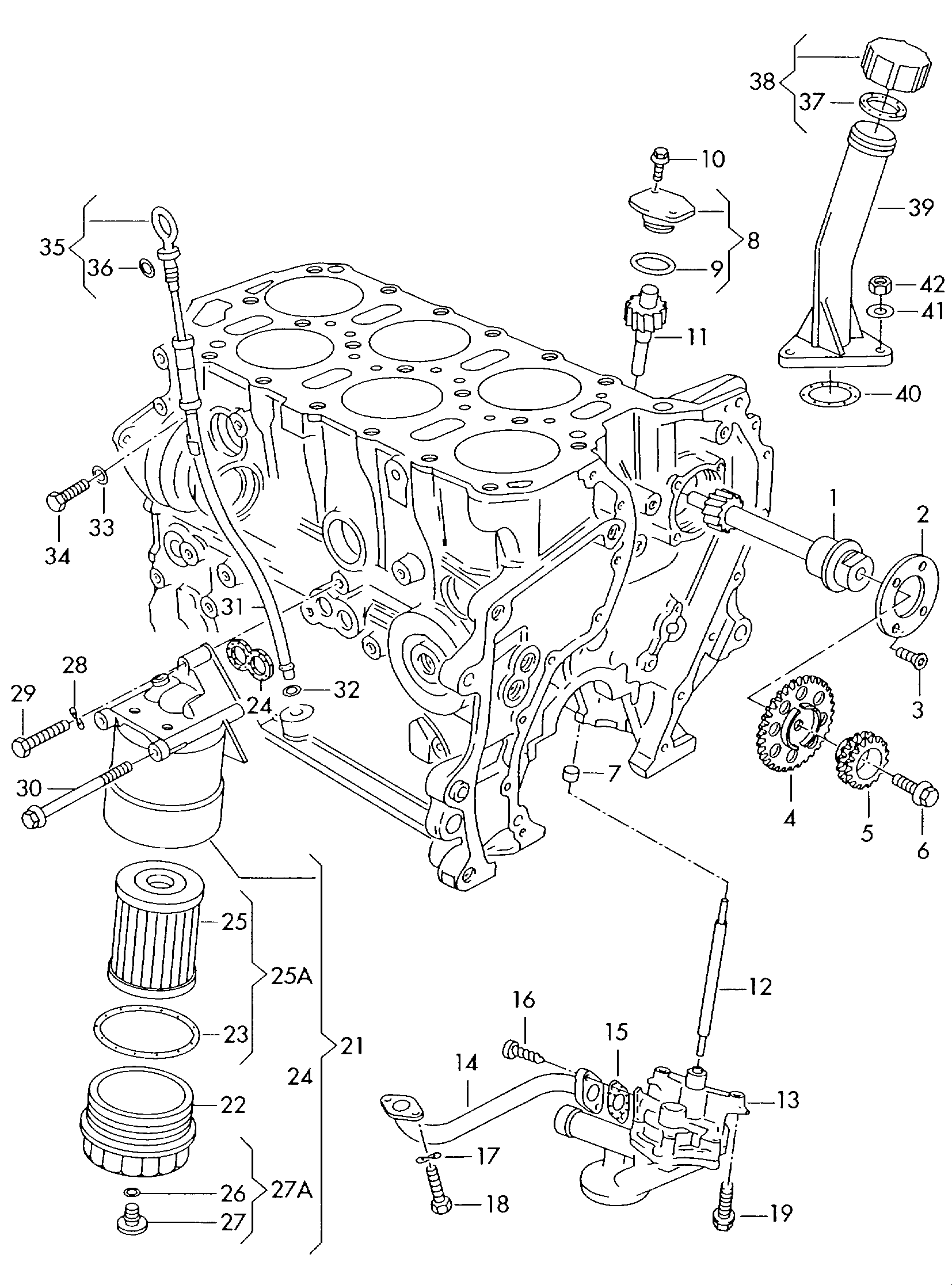 Volkswagen Golf (1997 - 1998) - Oil pump. oil filter