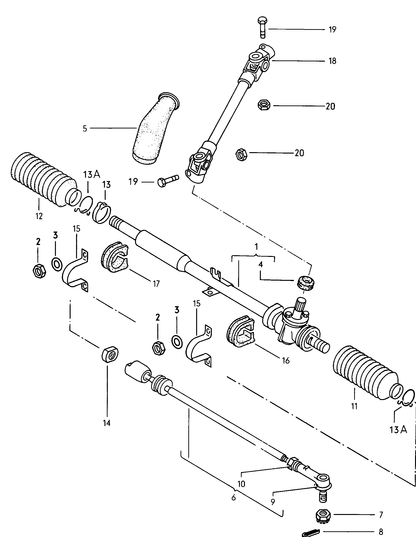 Volkswagen Golf (1979 - 1980) - Track rod. Steering gear