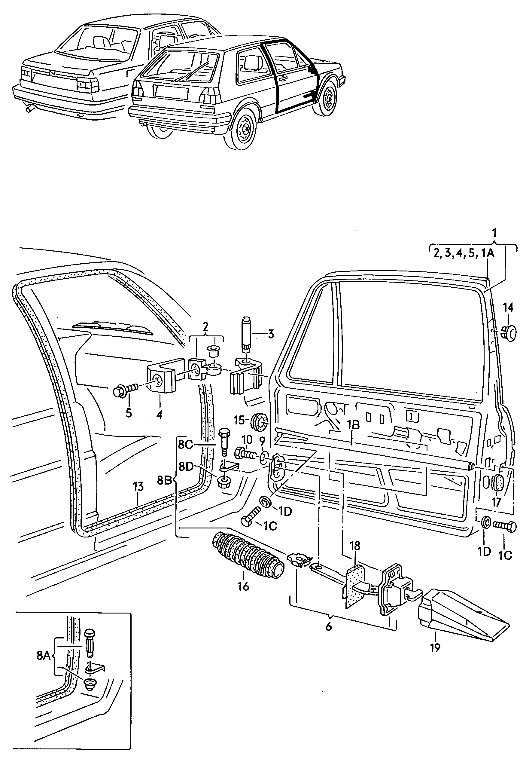 Door hinge. doors. Door catch. Door seal