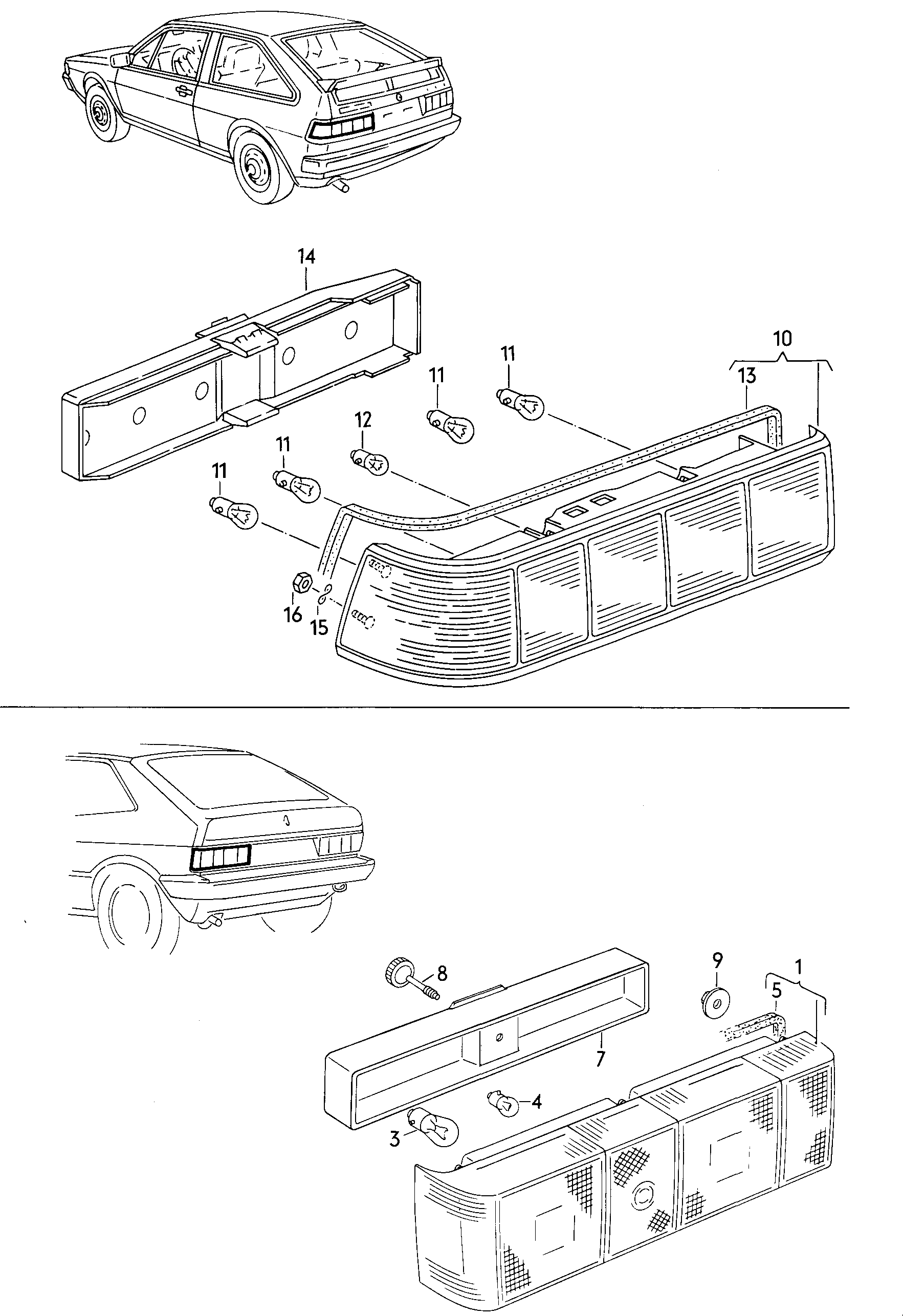 Volkswagen Golf (1982 - 1984) - Brake, turn signal and taillights