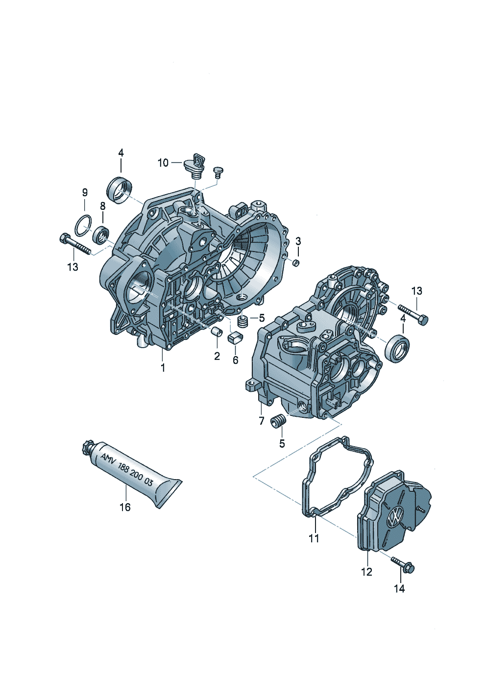 Gear housing. for 5 speed manual transmiss.