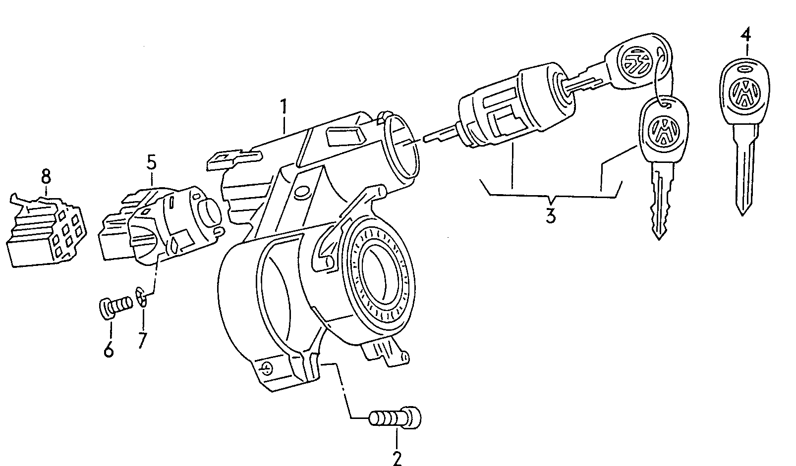 Volkswagen Golf (1997 - 1998) - Ignition lead. Spark plug. Glow plug. current rail. ignition transformer