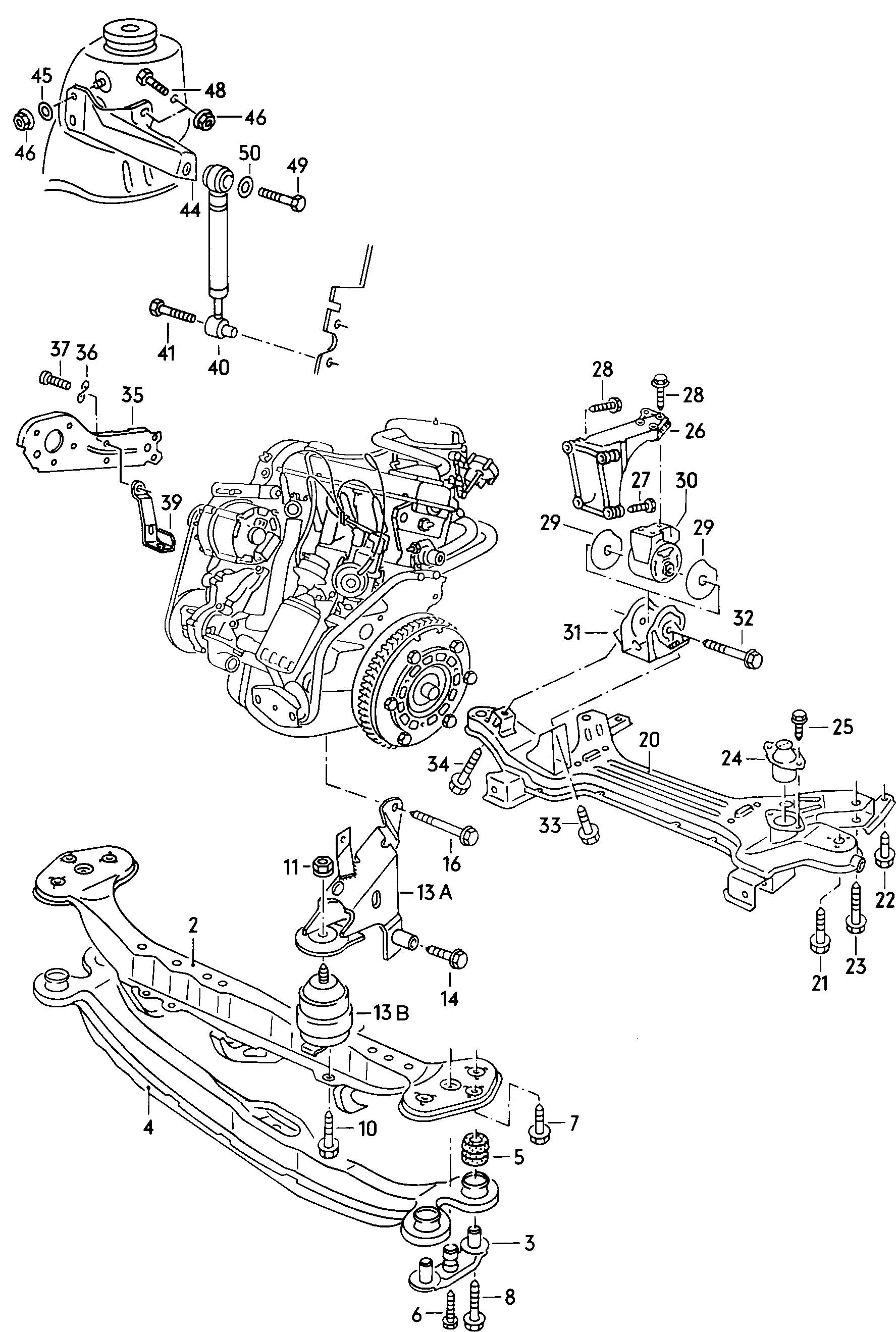 Securing parts for engine