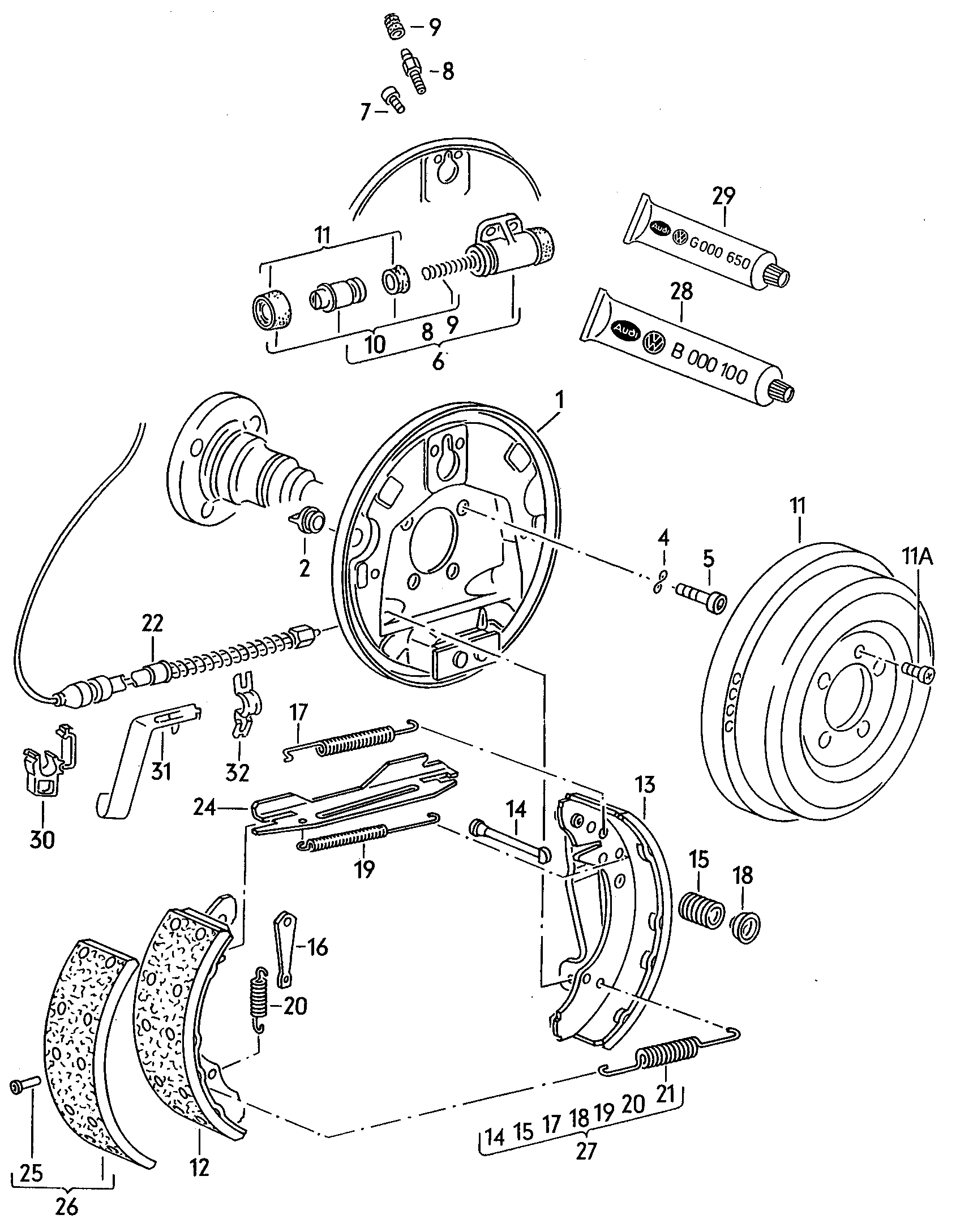 Volkswagen Golf/Var.-syn./Rall./Coun. (1986 - 1991) - Drum brake