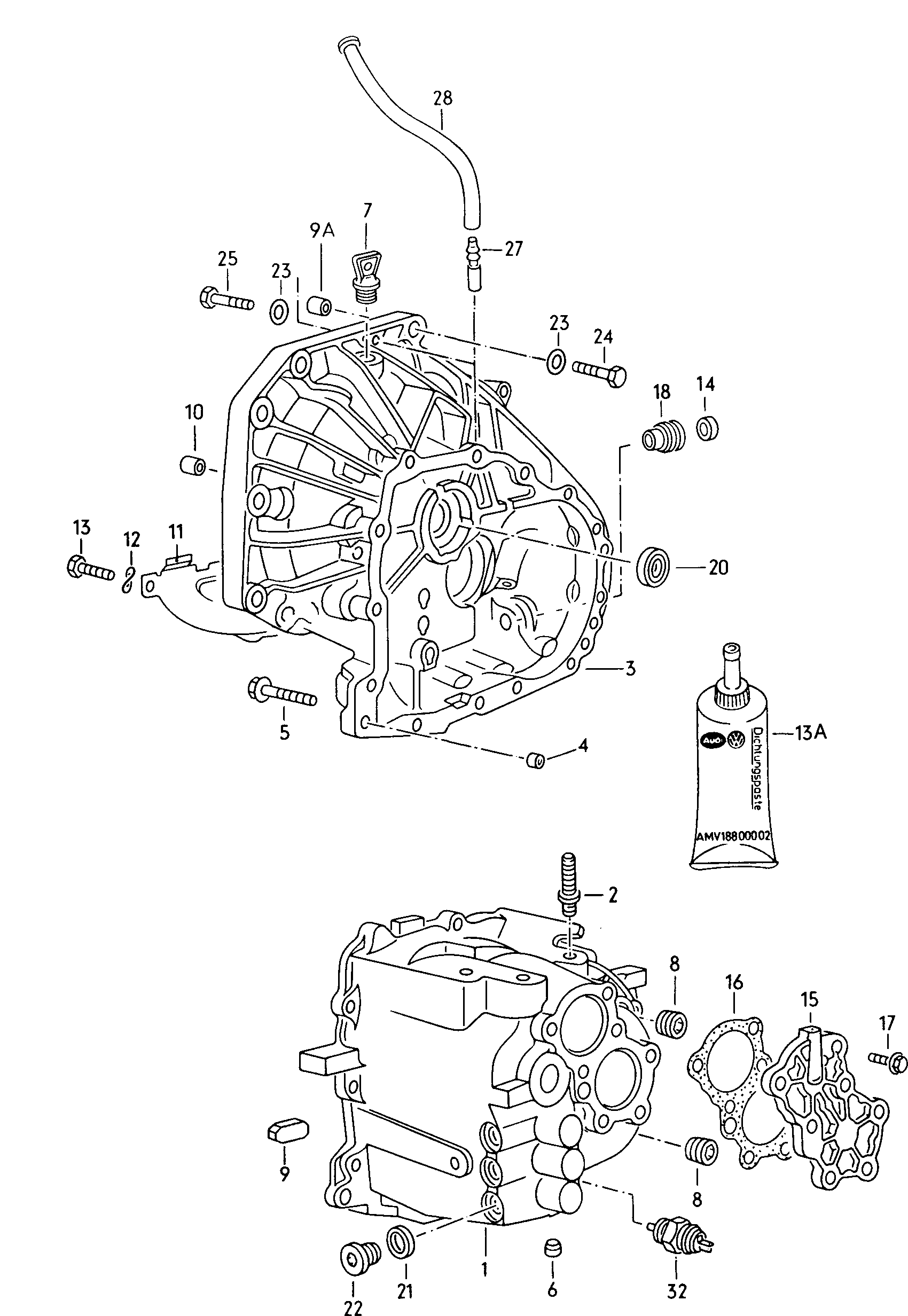 Gear housing. for 5 speed manual transmiss.