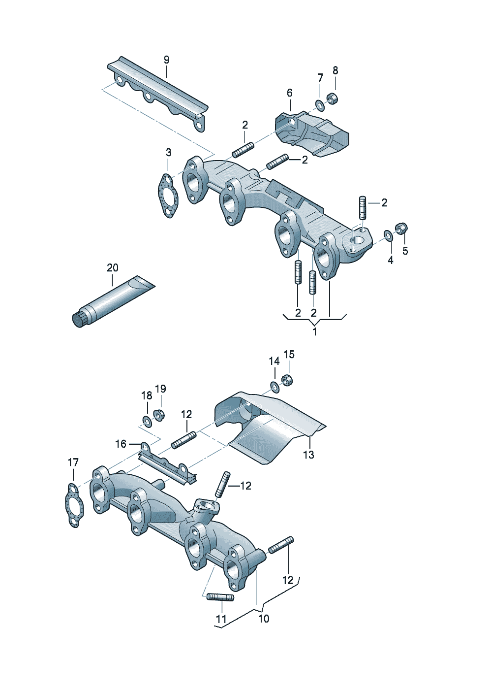 Volkswagen Golf (1997 - 1998) - Exhaust manifolds