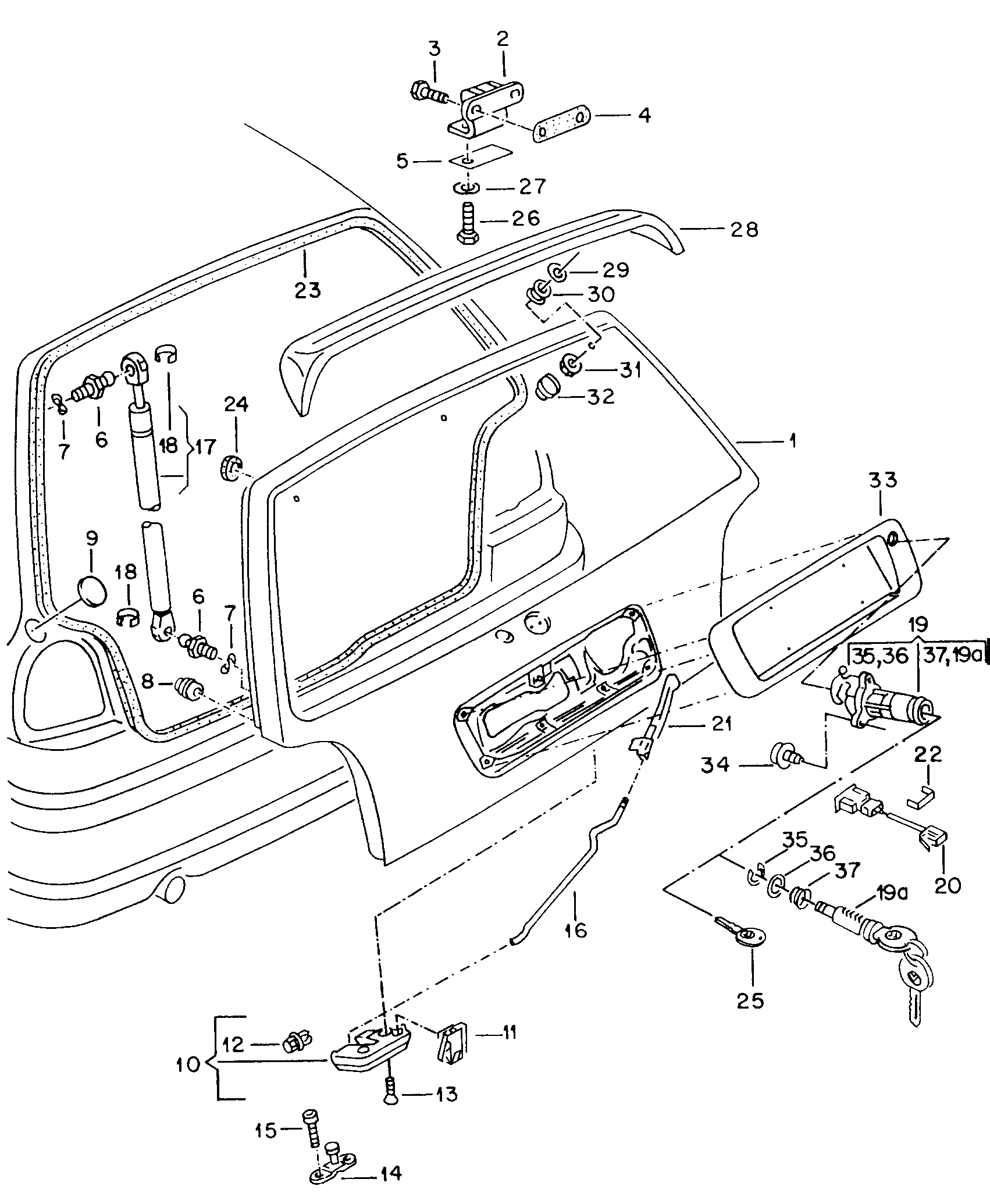 Volkswagen Golf (1993 - 1996) - Spoiler. Rear lid