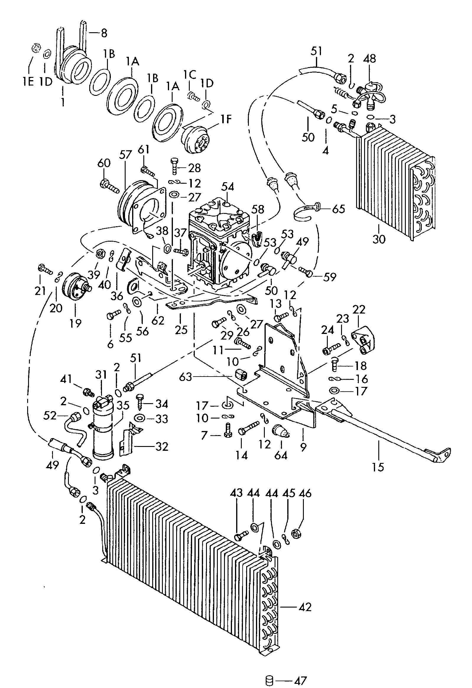 Volkswagen Golf (1979 - 1980) - Air conditioner with refrigerant circuit