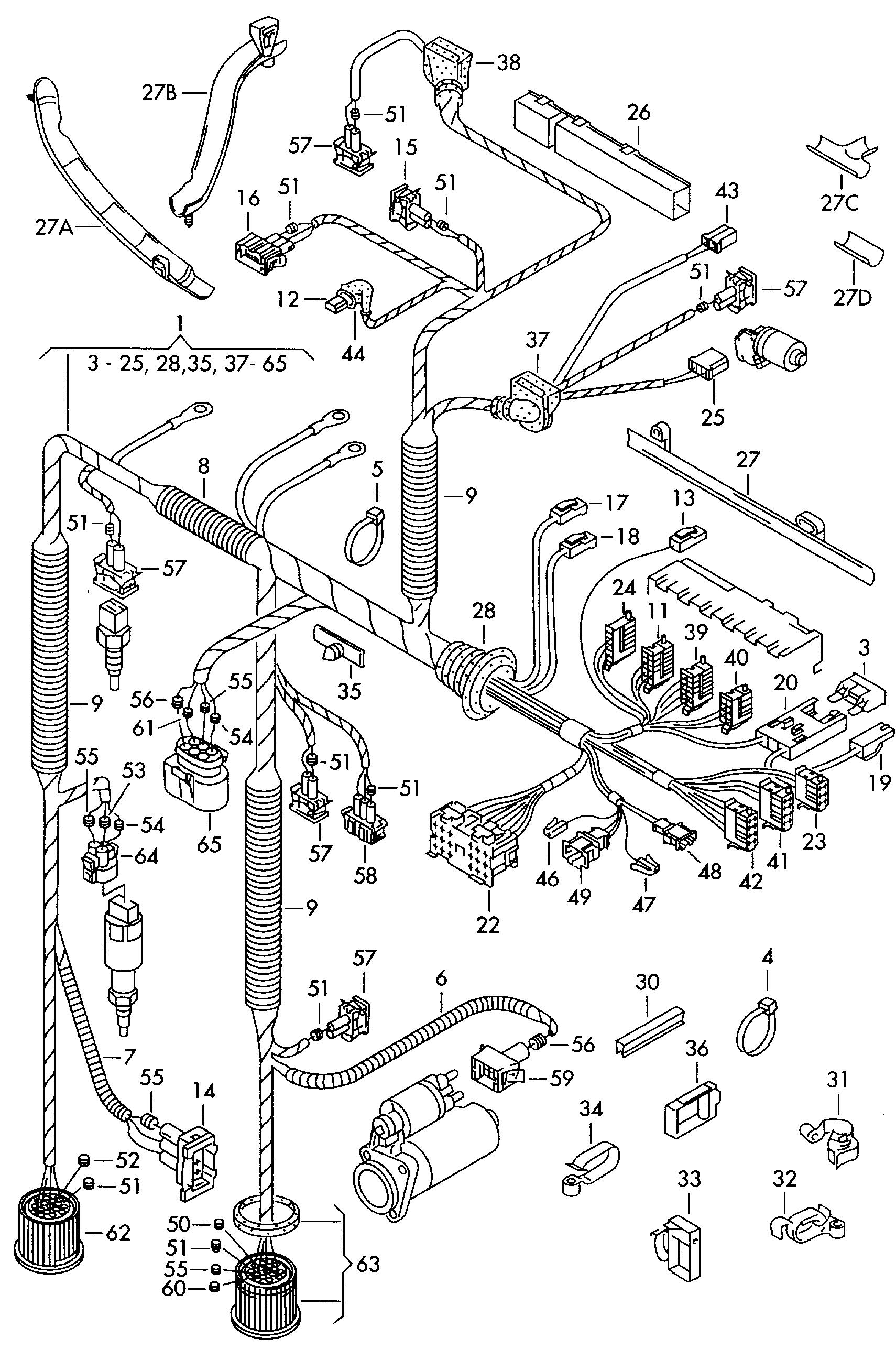 Volkswagen Golf (1997 - 1998) - Wiring set for engine
