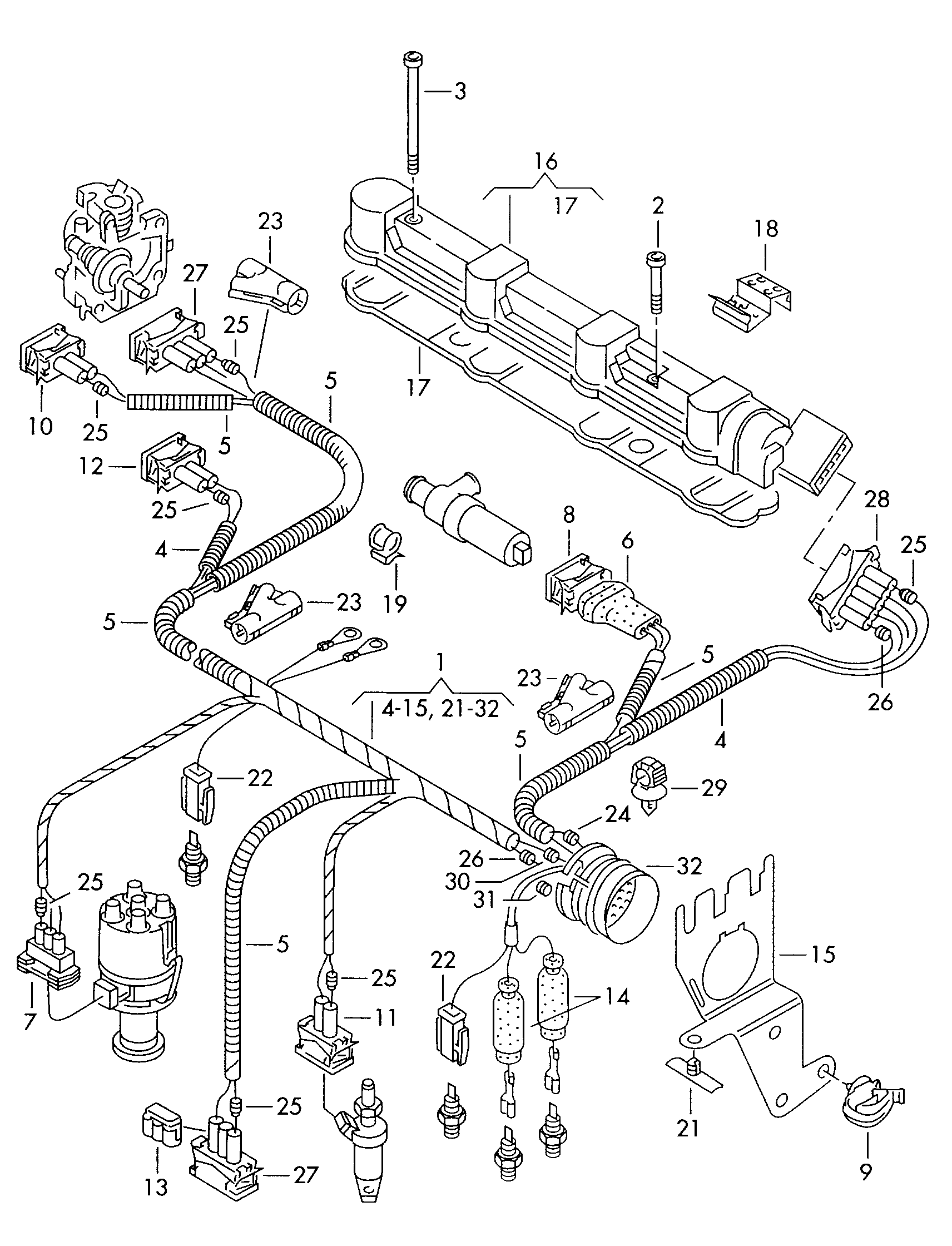 Volkswagen Golf (1997 - 1998) - Wiring set for engine