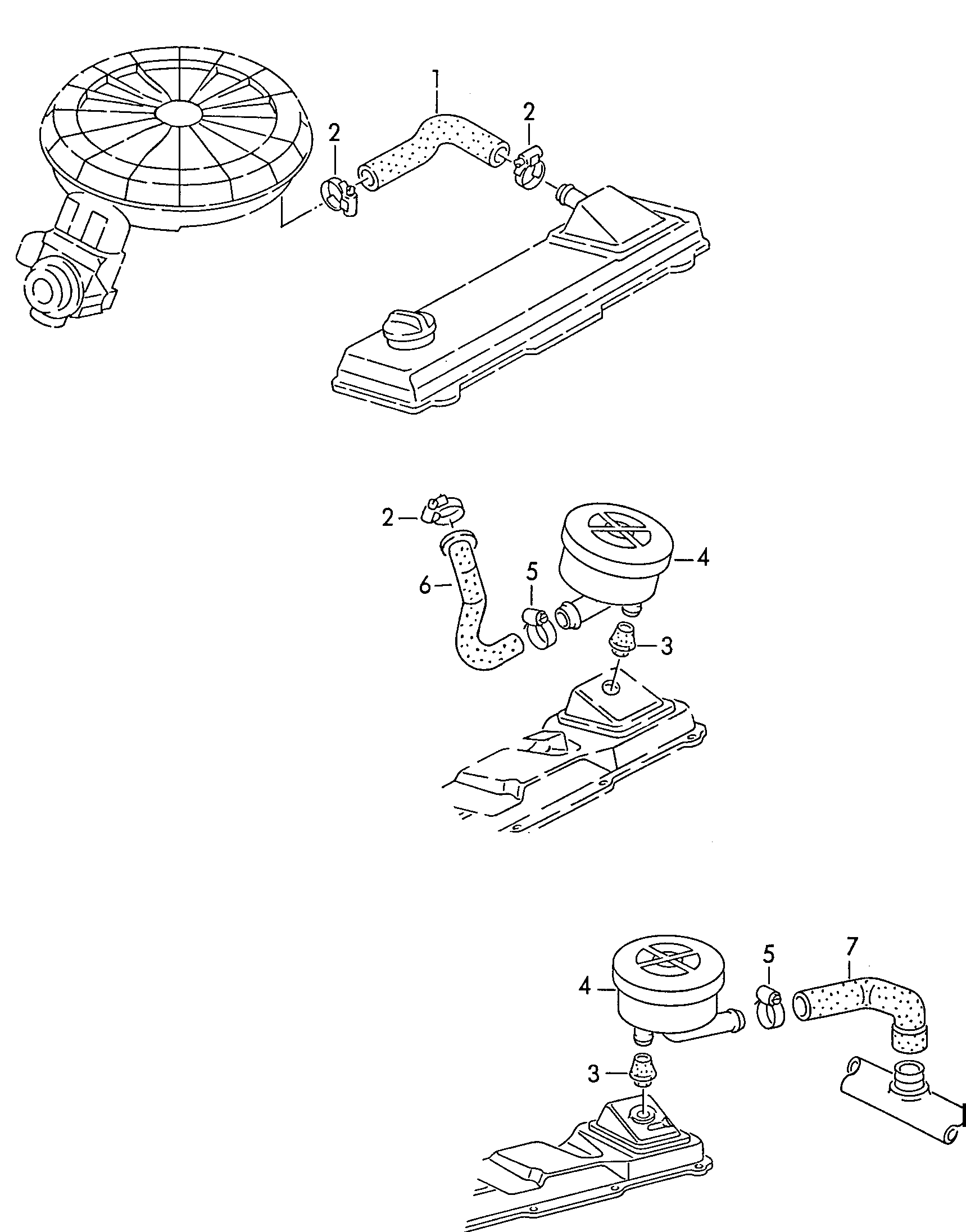 Cylinder block with pistons. oil sump