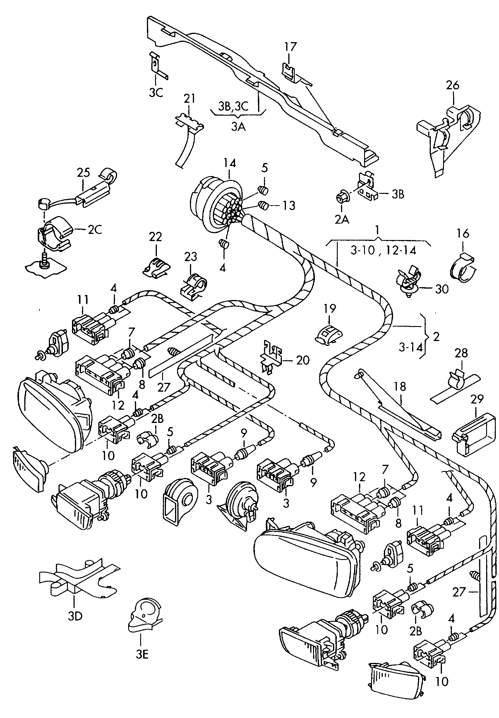 Volkswagen Golf (1997 - 1998) - Wiring set for engine