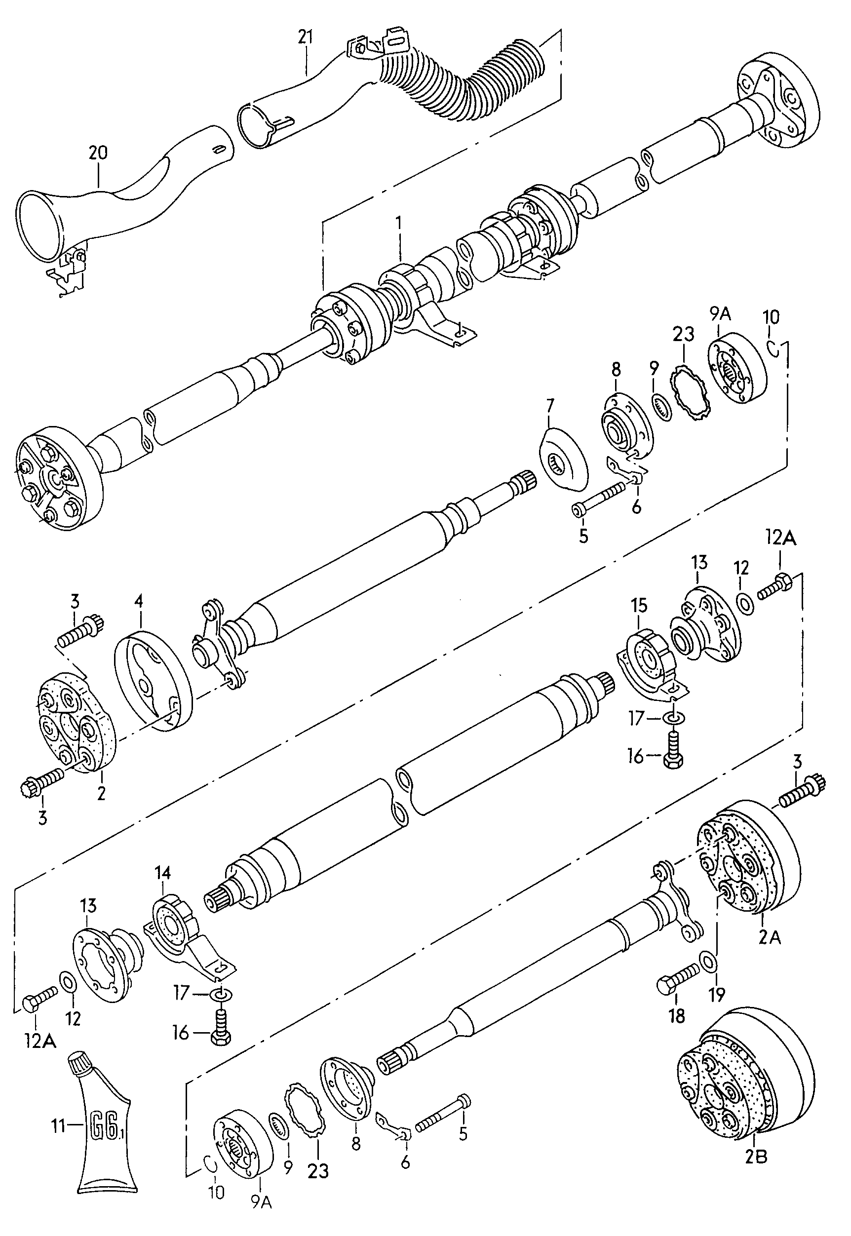 Volkswagen Golf/Var.-syn./Rall./Coun. (1986 - 1991) - Cardan shaft