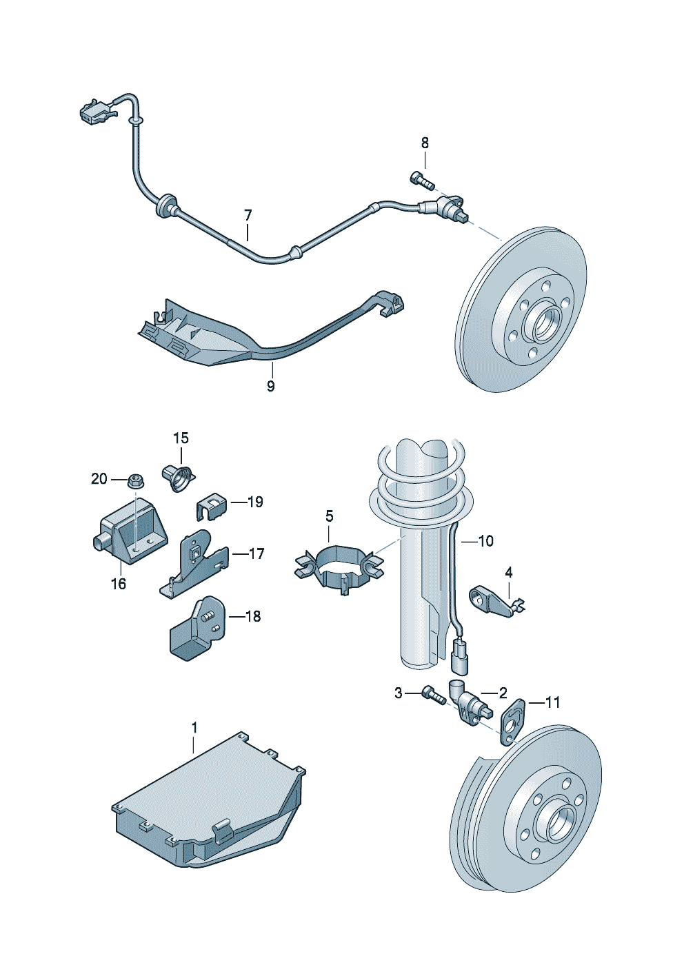Volkswagen Golf (1997 - 1998) - Speed sensor. Control unit for ABS