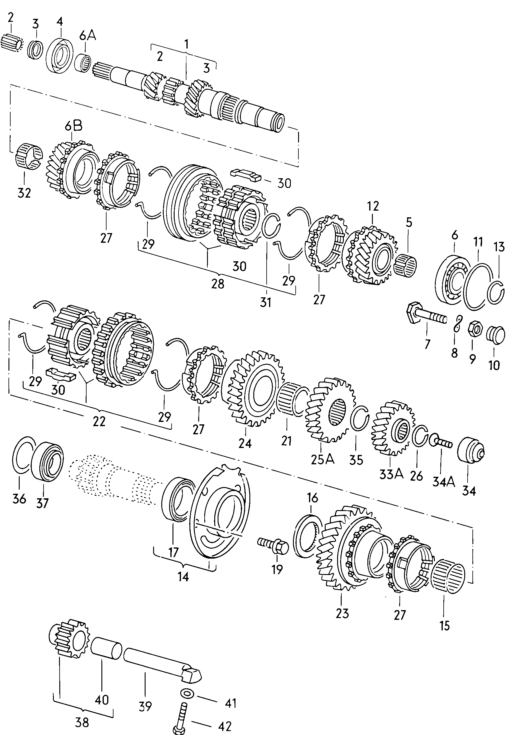 For 5 speed manual transmiss.. gears and shafts