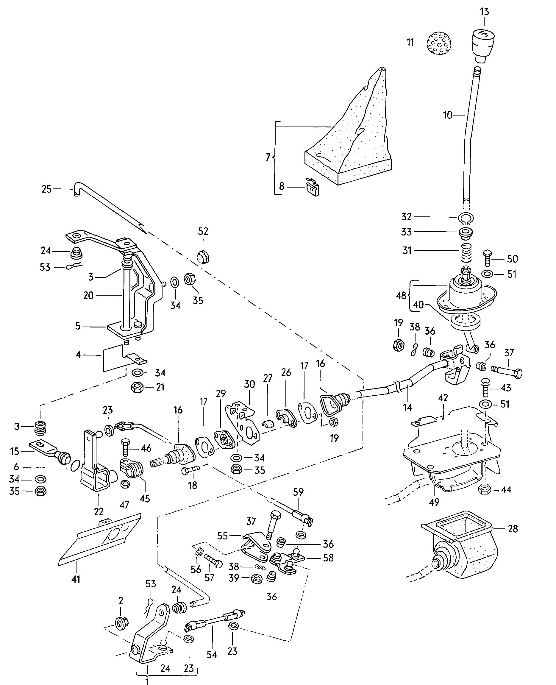Volkswagen Golf (1979 - 1980) - Selector mechanism. for 4-speed manual gearbox