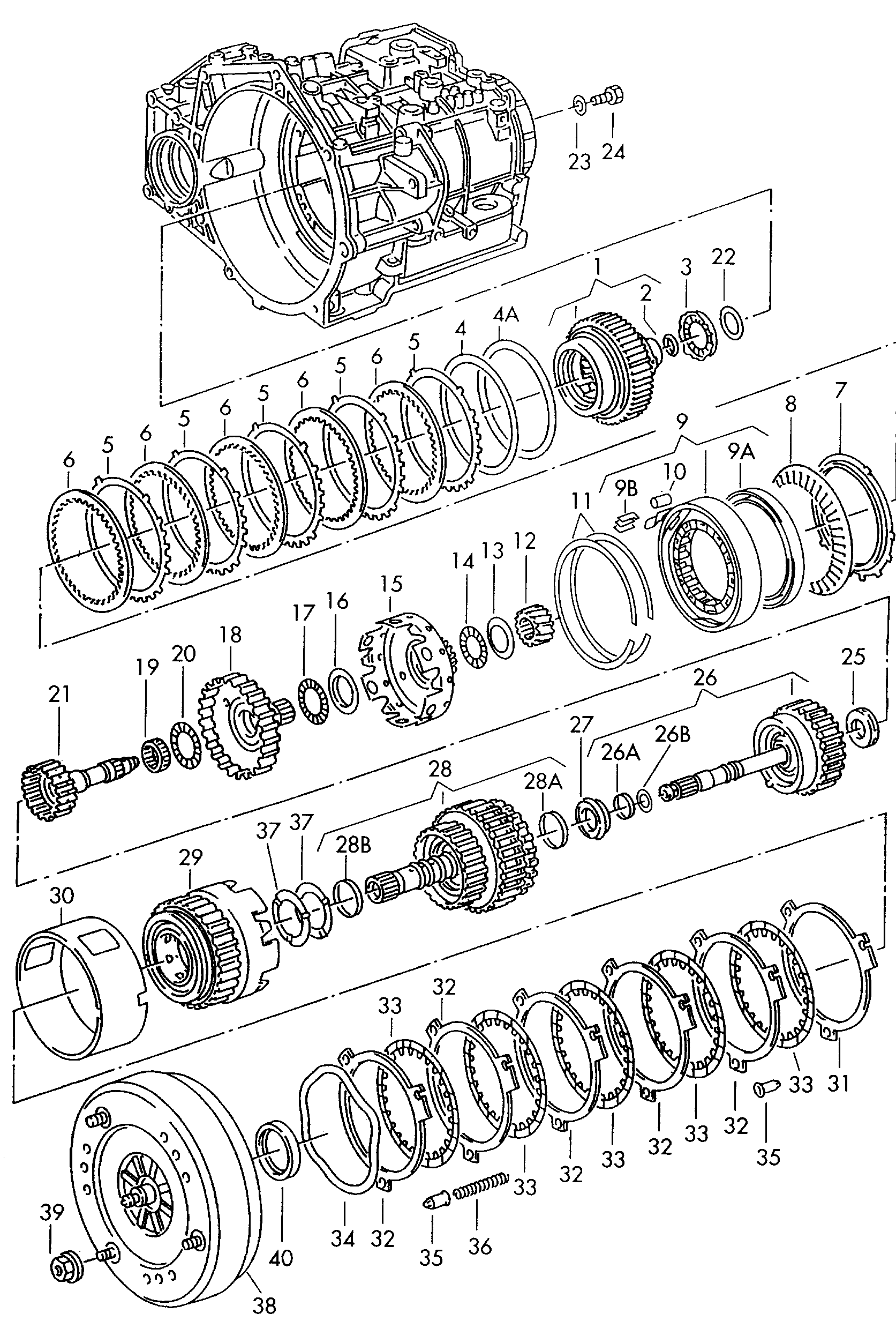 Volkswagen Golf (1995) - Planet pinion carrier. Converter. for 4-speed automatic gearbox. forward, reverse gear clutch