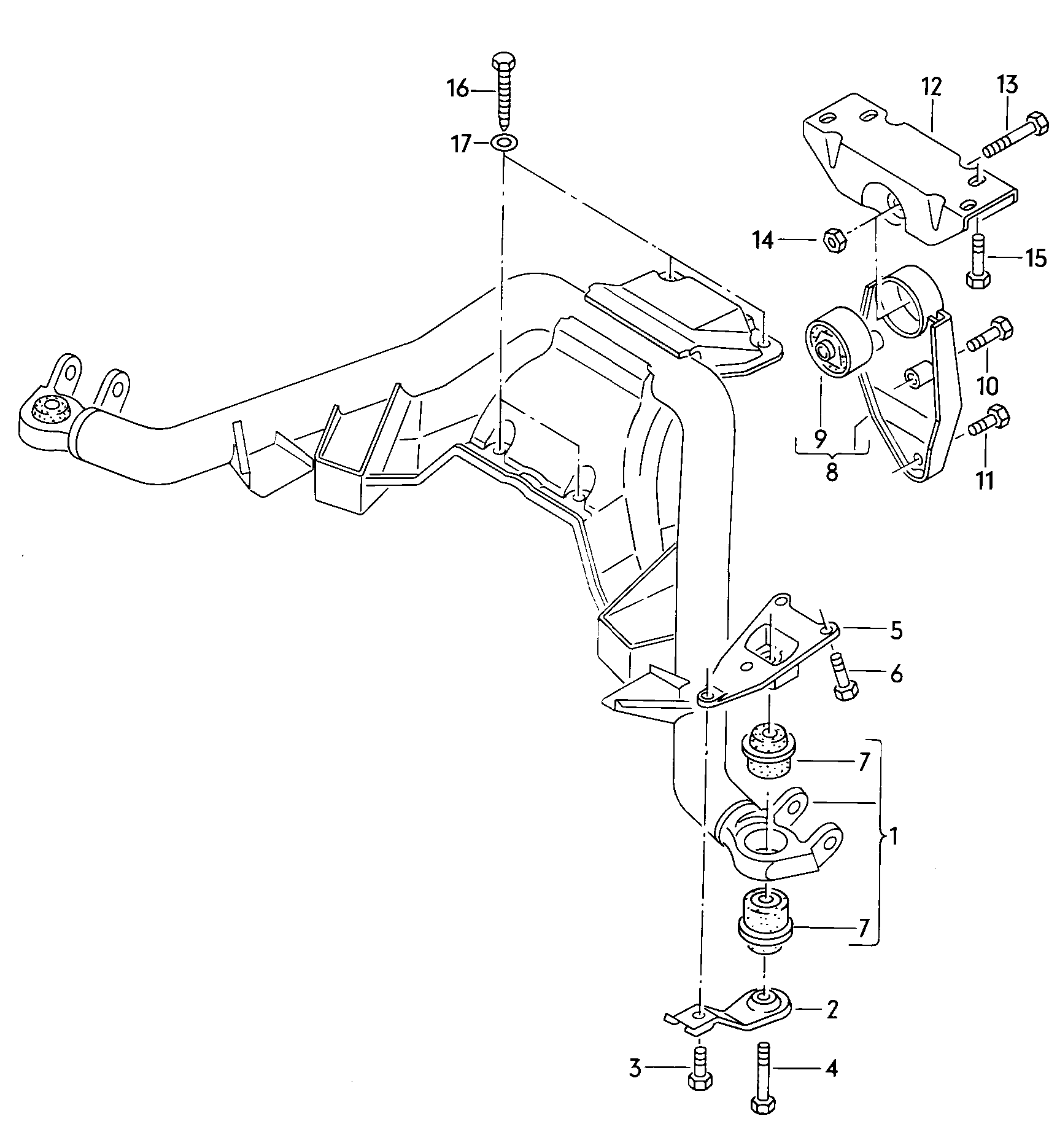 Volkswagen Golf/Var.-syn./Rall./Coun. (1986 - 1991) - Rear axle carrier