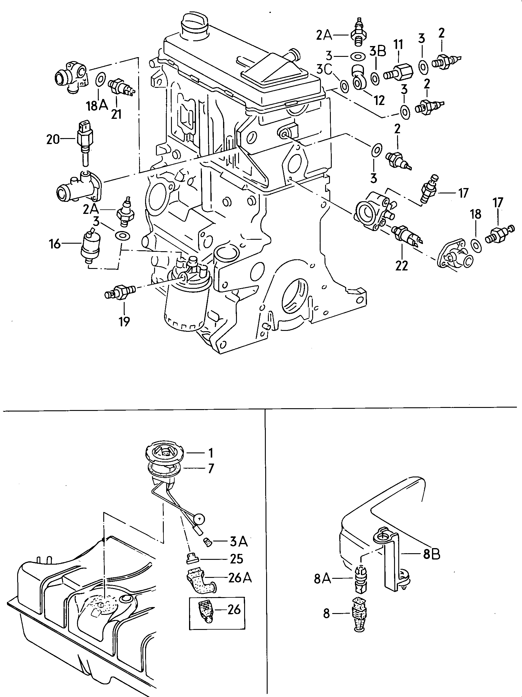 Volkswagen Golf (1982 - 1984) - Instrument housing and mounting parts